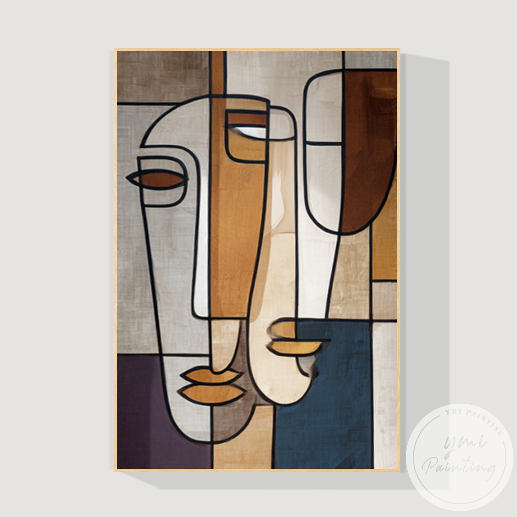 Oversized modern geometric face wall art minimalist style