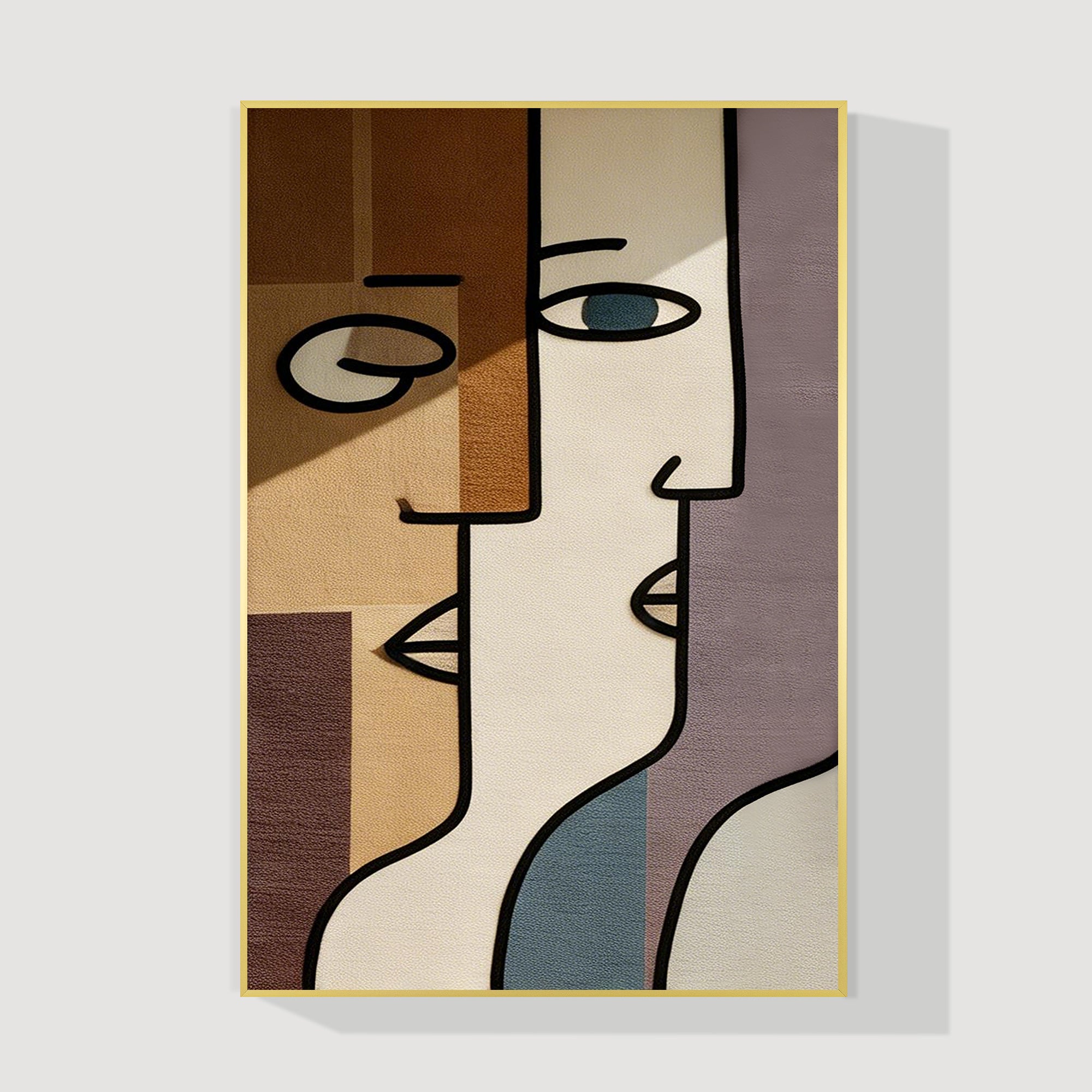 Abstract geometric face wall art large canvas minimalist portrait