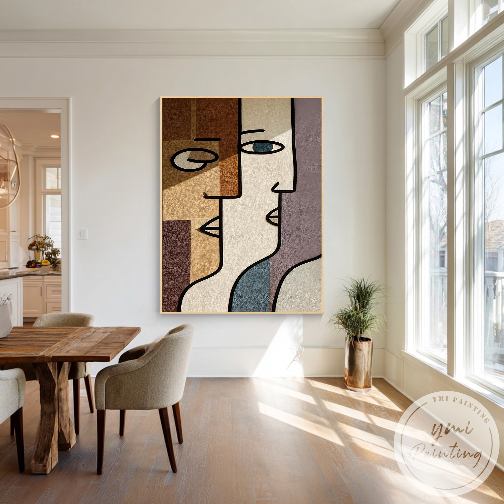 Stylish abstract portrait painting for living room decoration