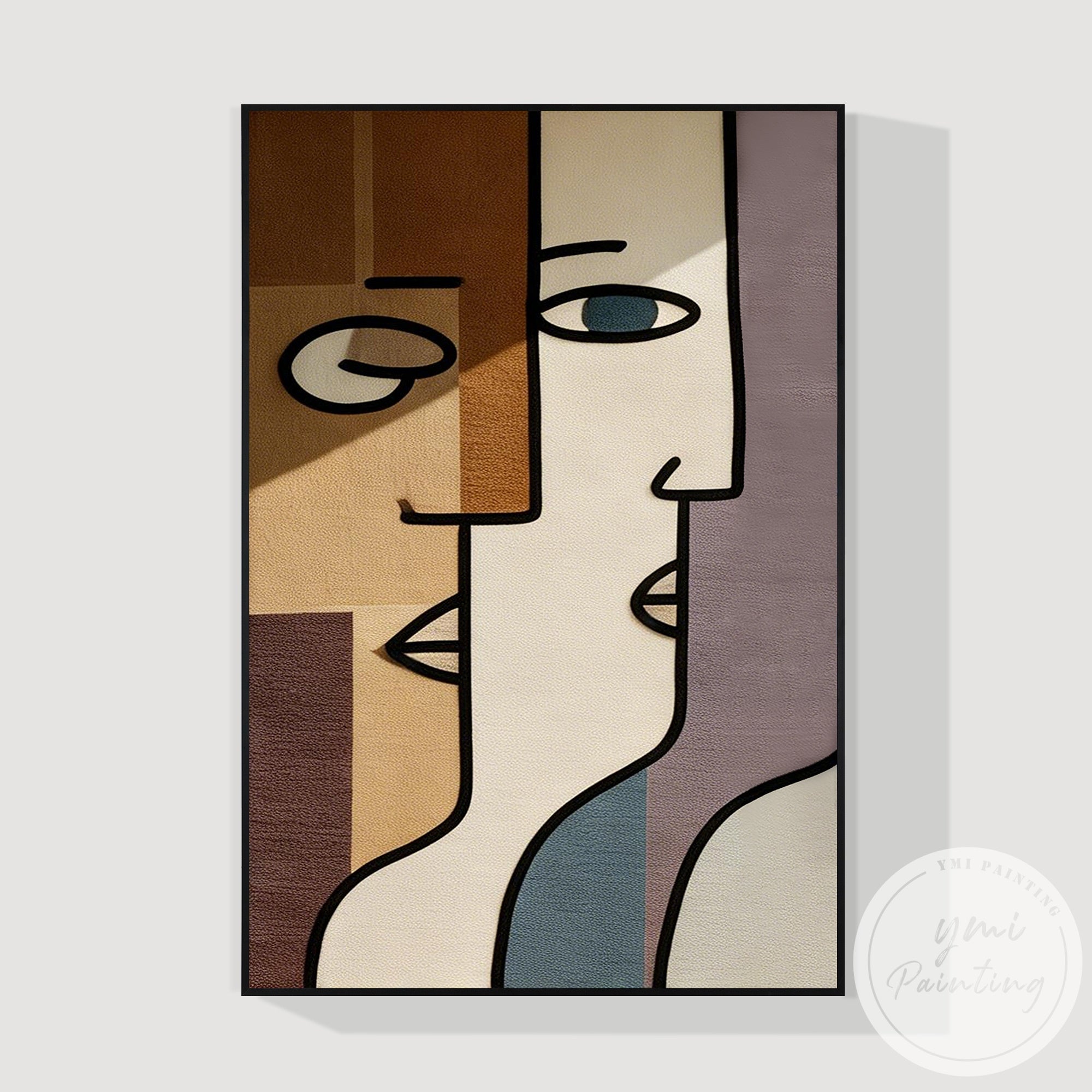 Minimalist modern portrait wall art clean geometric style