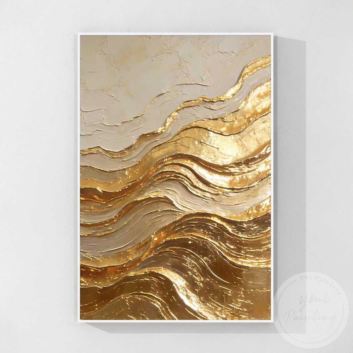 Luxury fluid painting with gold and neutral tones