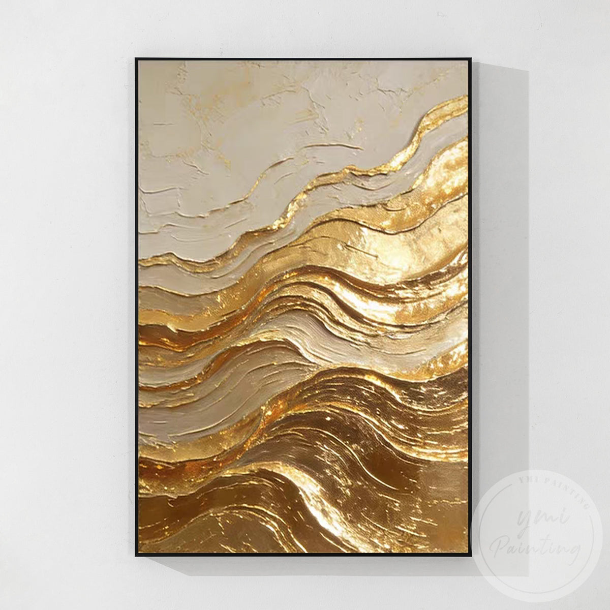 Contemporary gold abstract canvas artwork for home