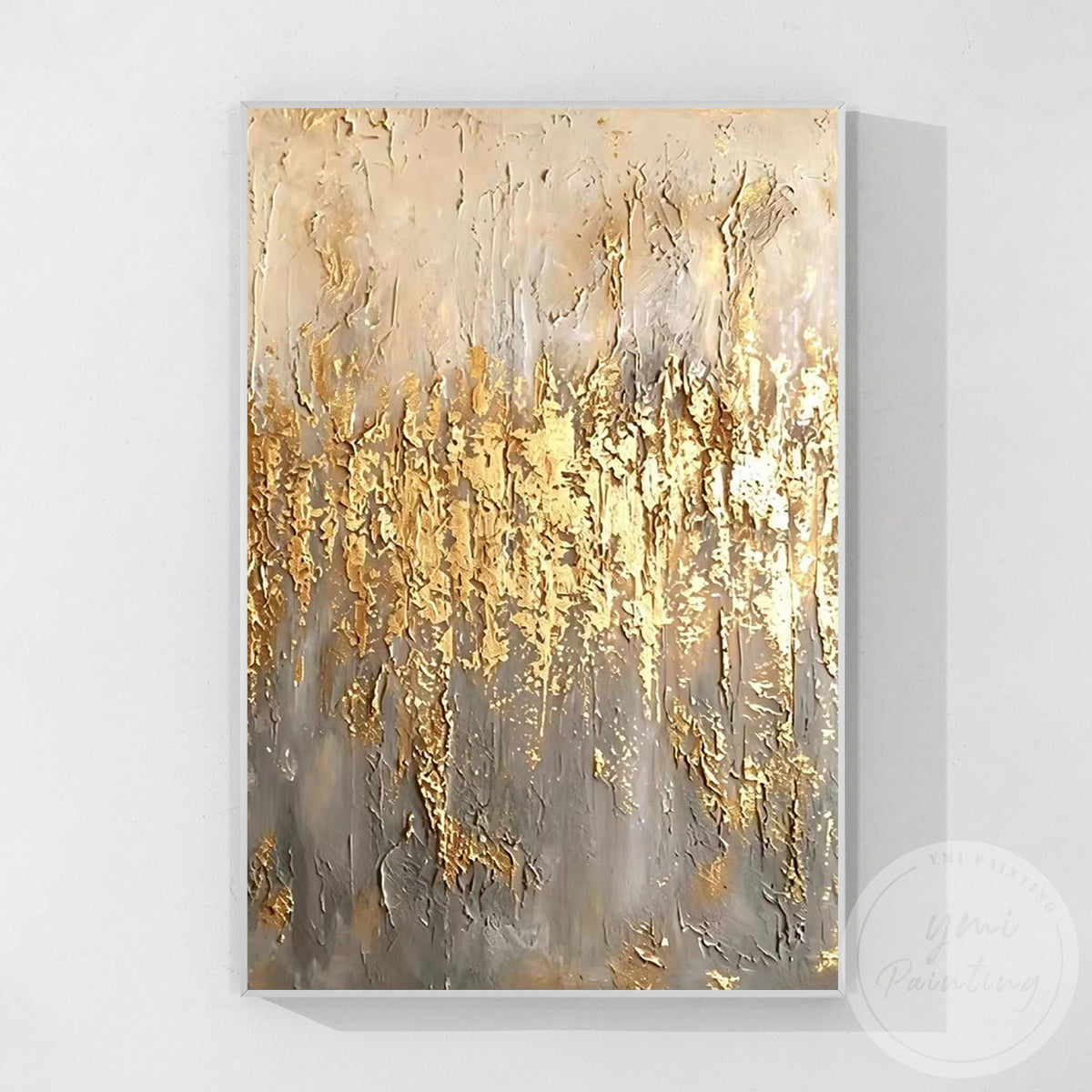 Contemporary gold abstract artwork for living room