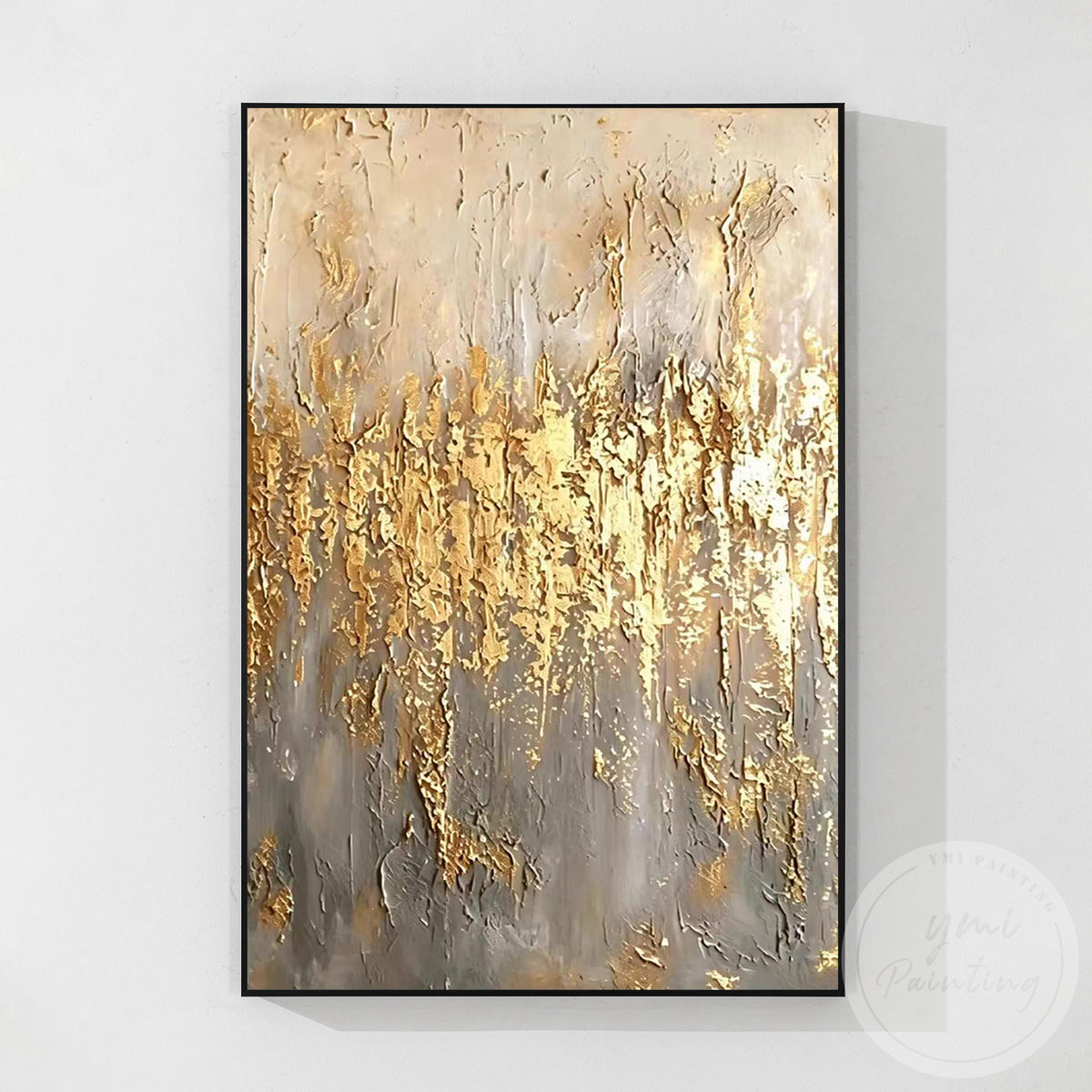Luxury champagne metallic abstract wall painting