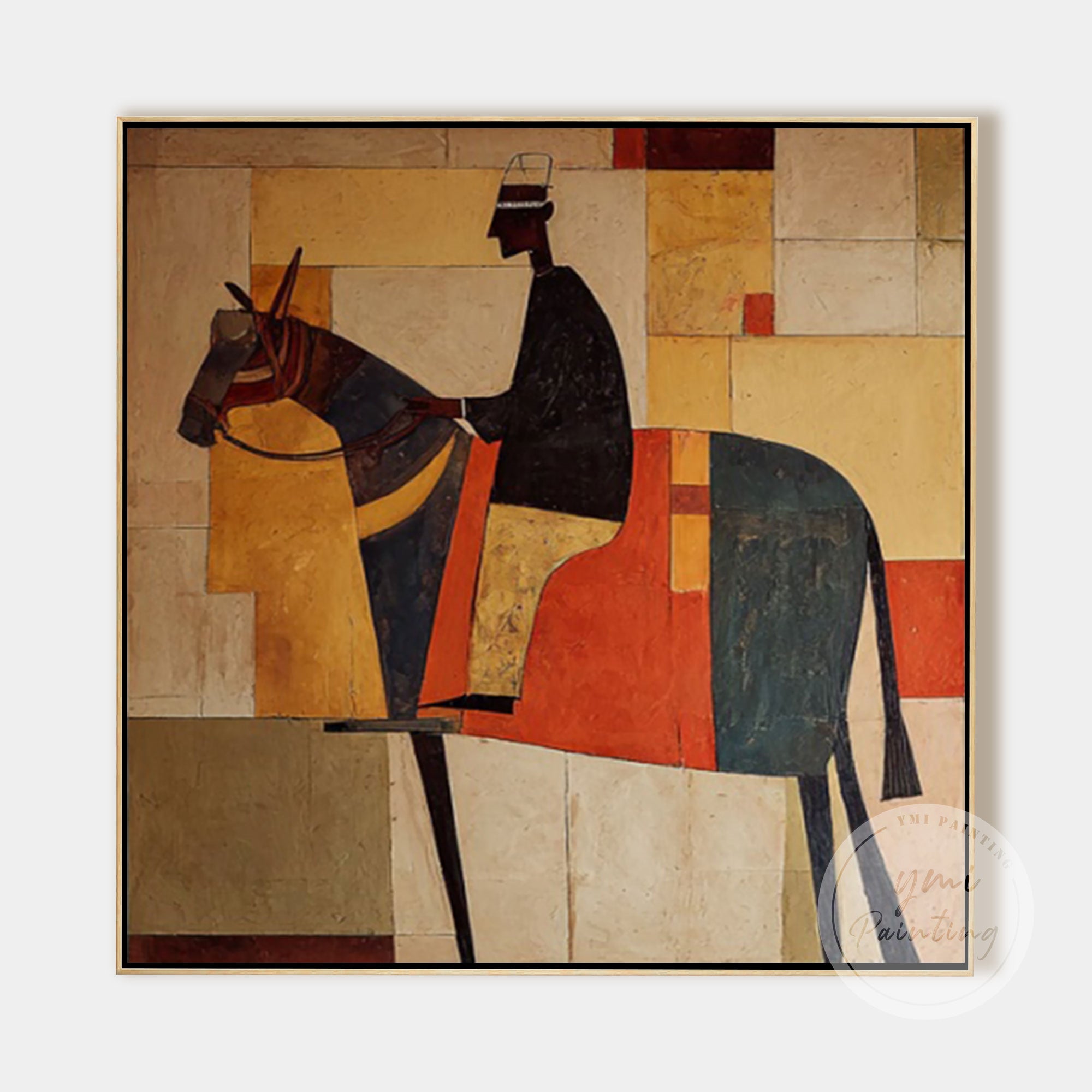 Vintage style horse rider wall art 