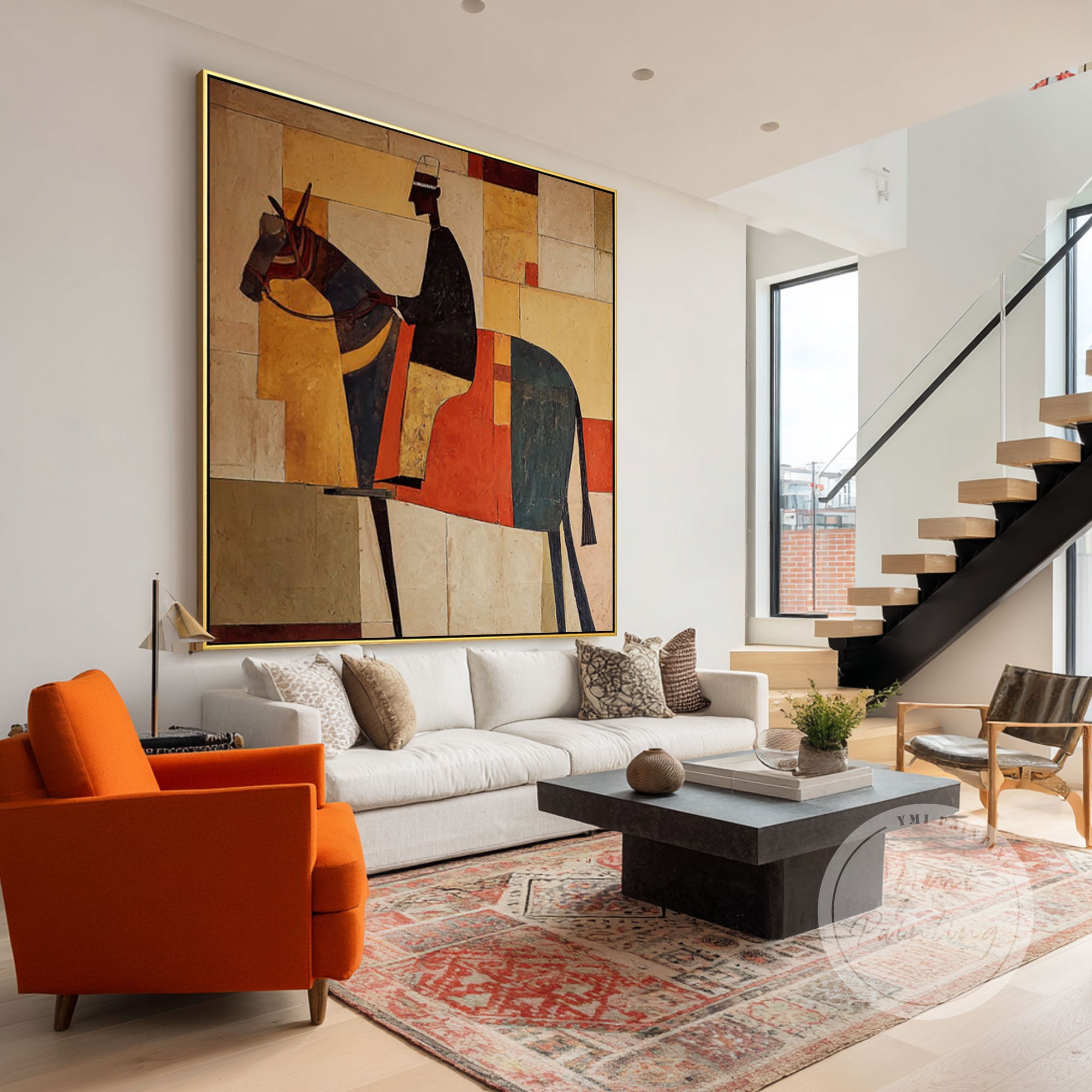 Geometric horse painting modern 