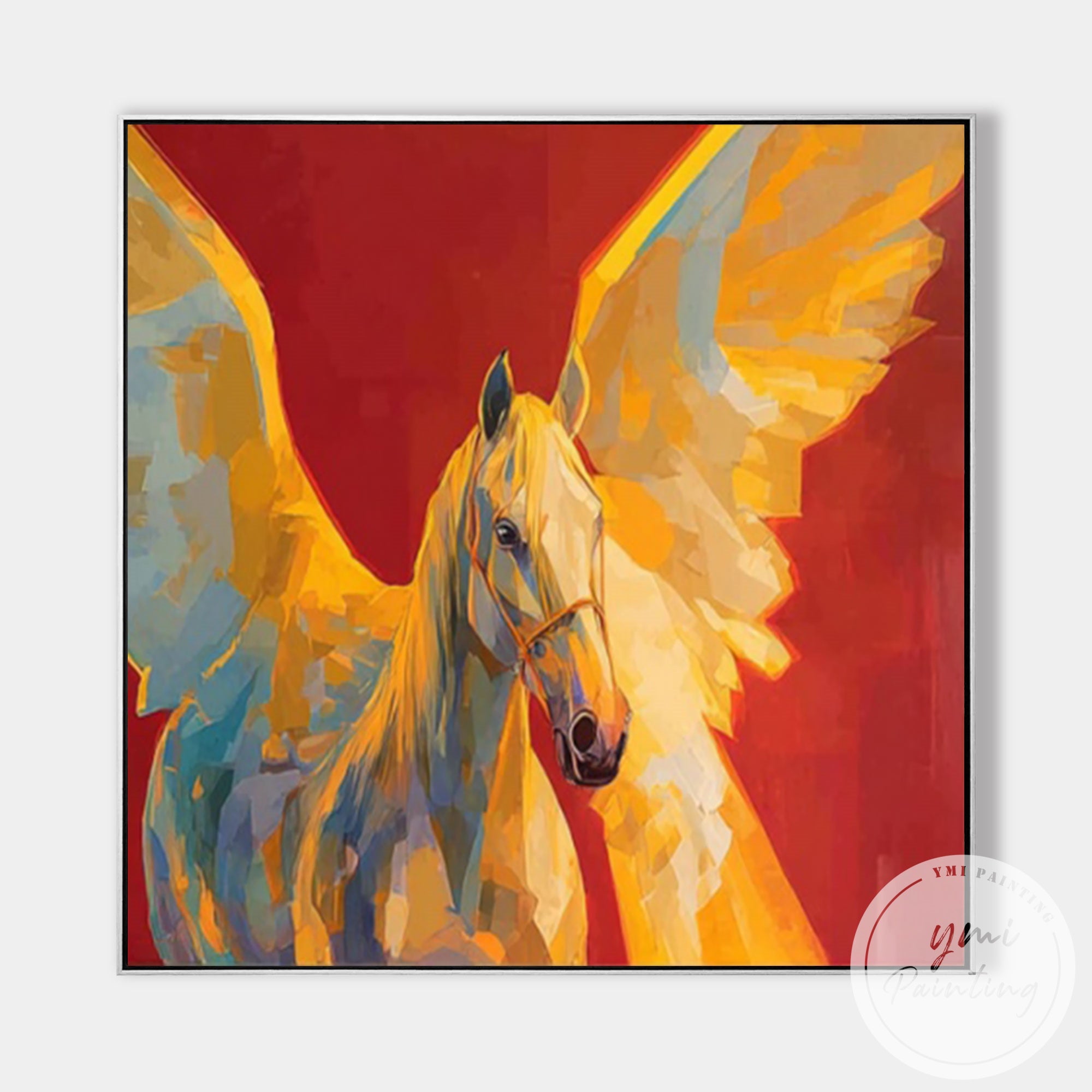 Elegant golden wing horse wall art for office or bedroom