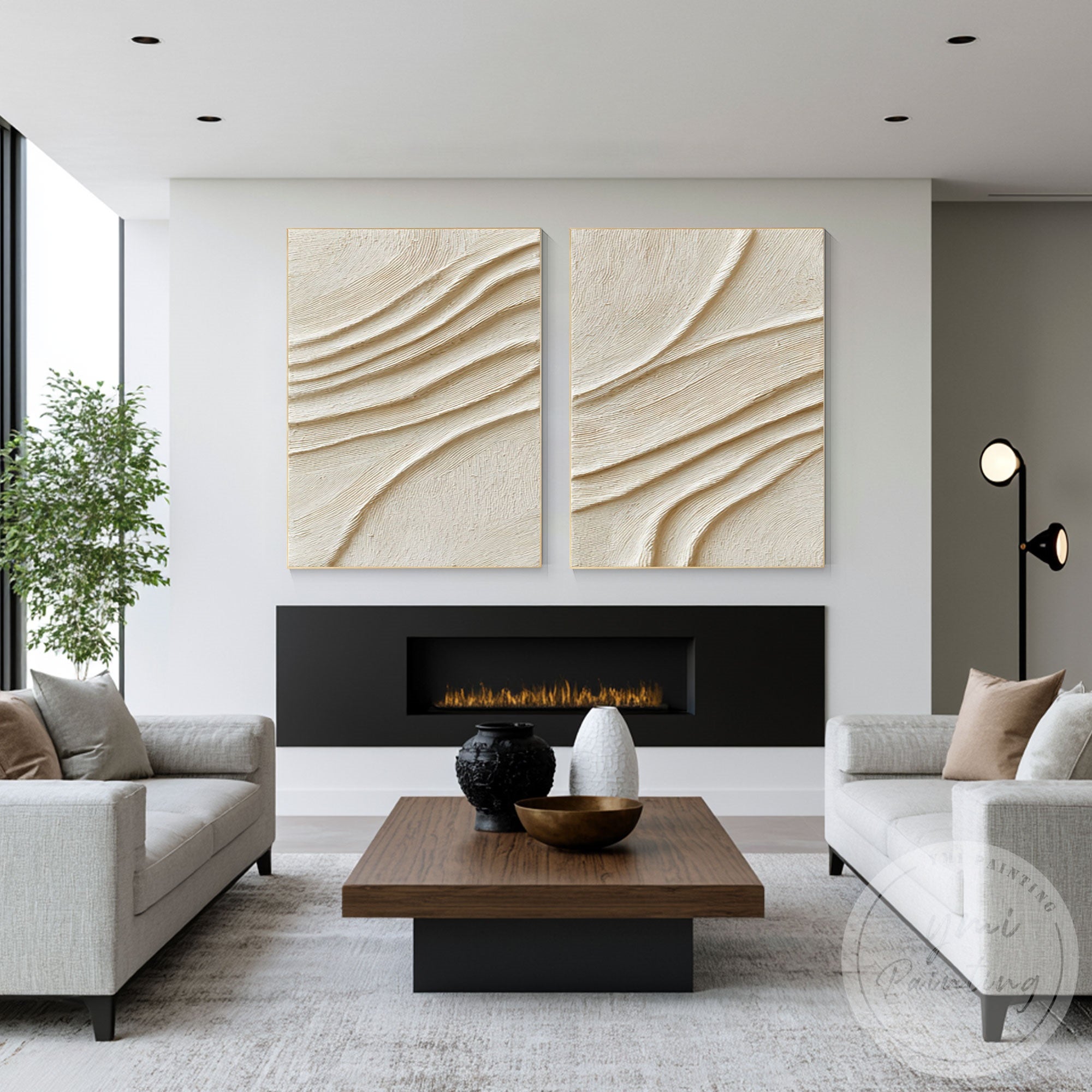 Modern Wabi Sabi wall art with sand dune inspired texture