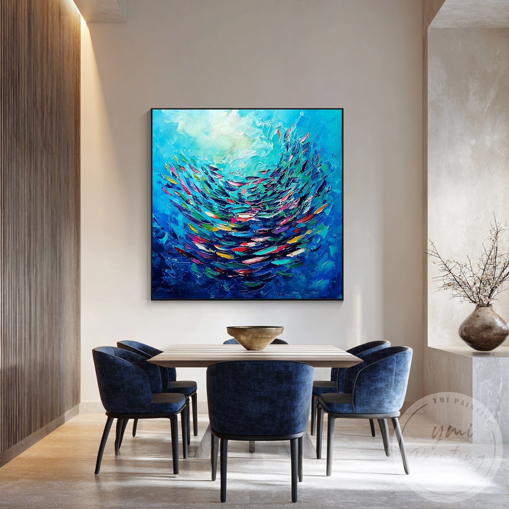 Large ocean fish artwork for living room wall decoration