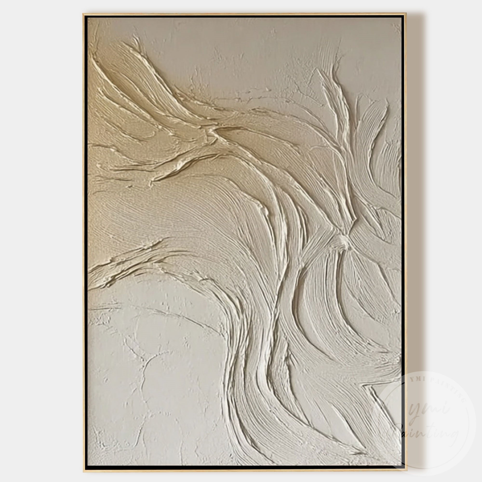 Modern luxury beige abstract artwork for bedroom and office