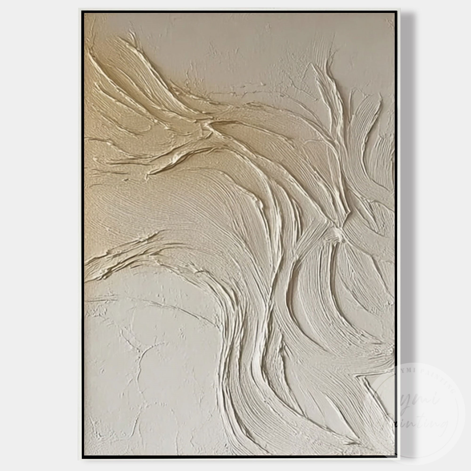 Contemporary beige textured painting with plaster finish