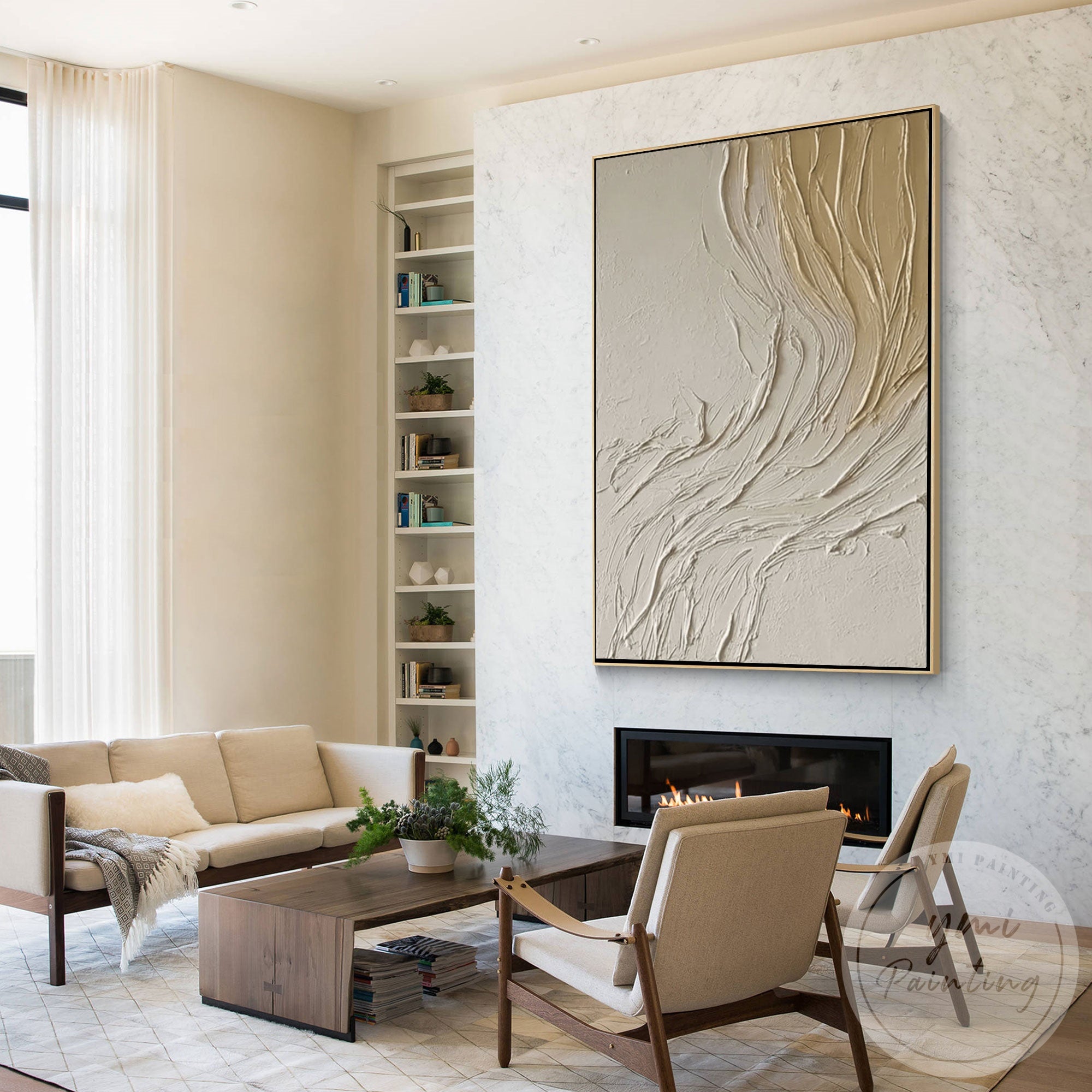 Beige organic flow wall art for Scandinavian interiors