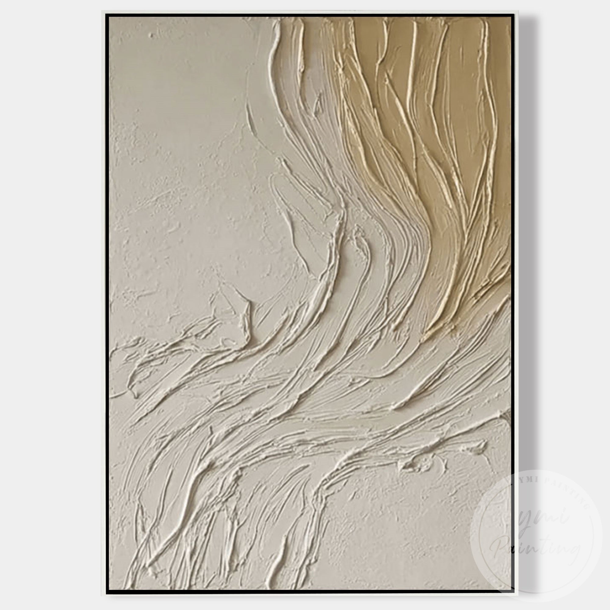 Contemporary beige textured artwork for bedroom and office