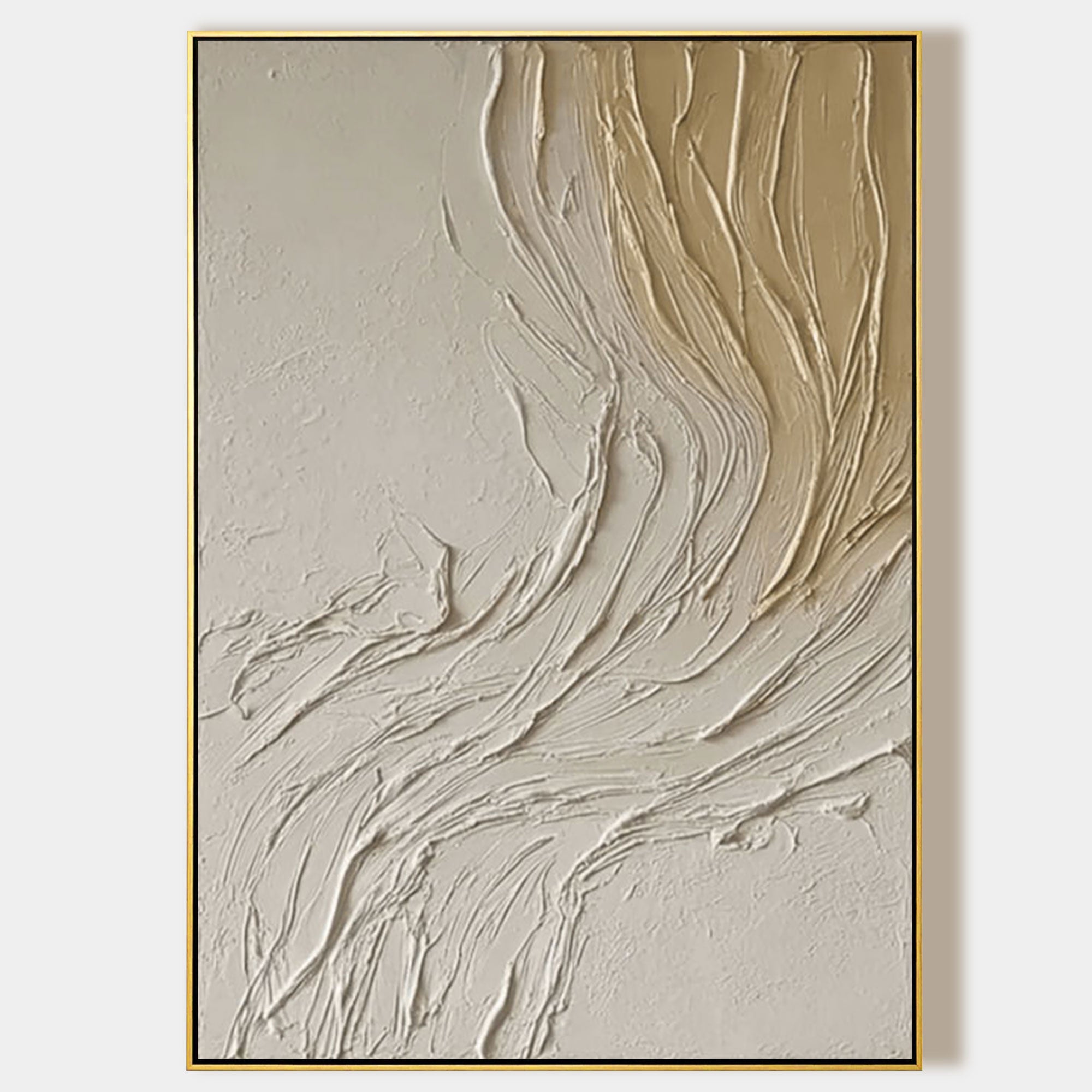 Beige textured abstract wall art Wabi Sabi plaster painting