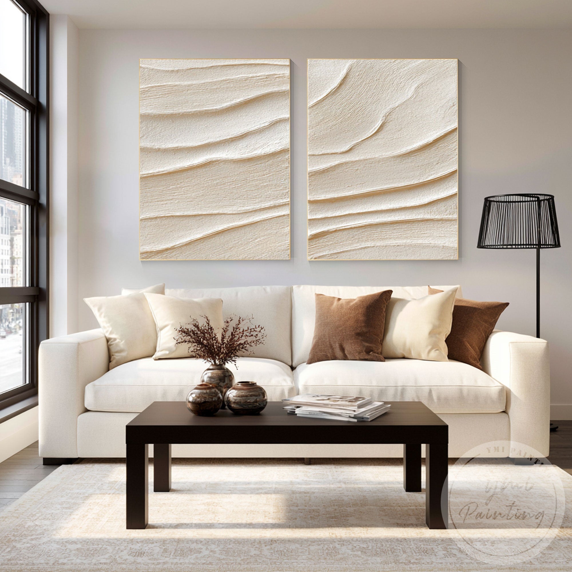 Japandi minimalist neutral wall art for modern interiors