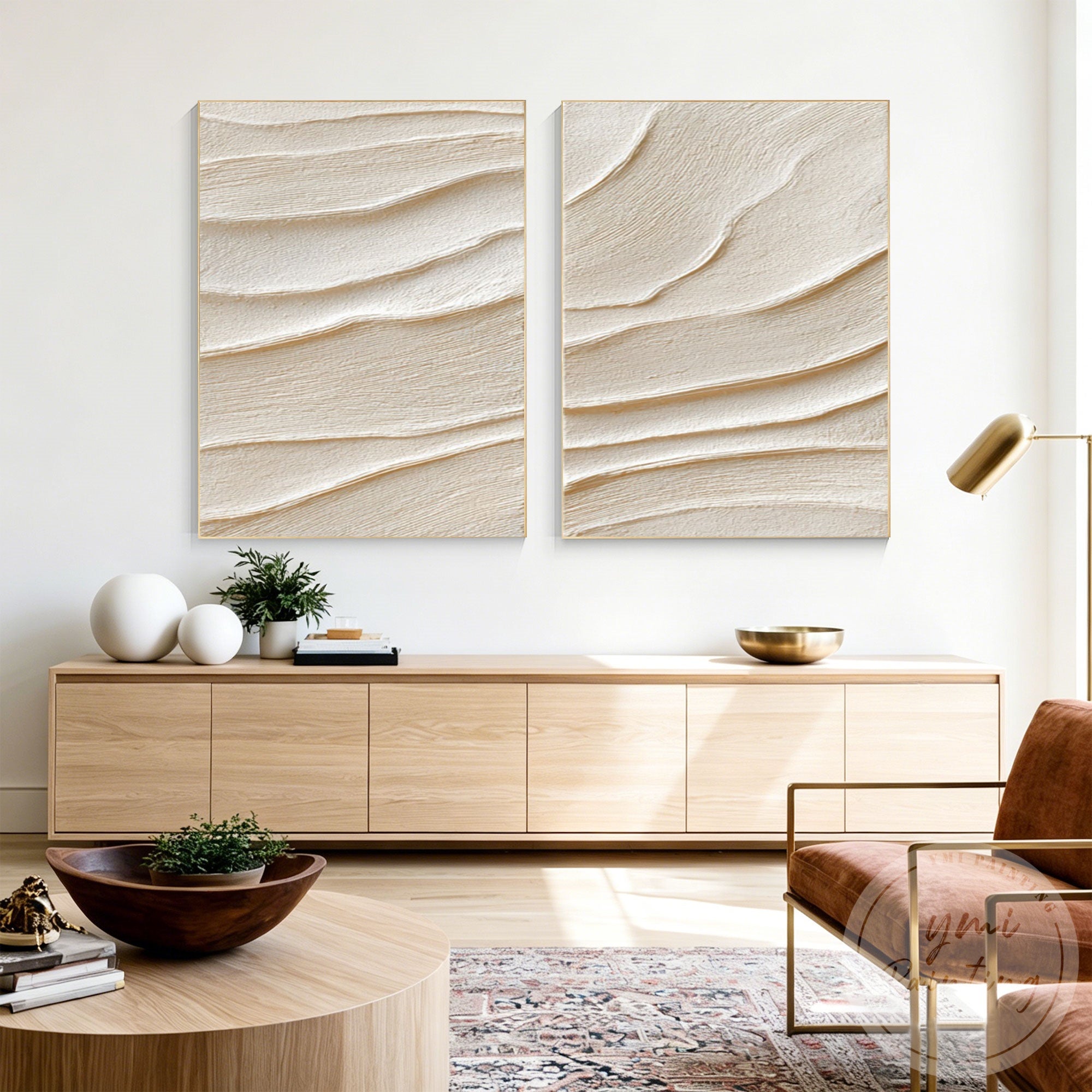 Neutral modern wall art set with Wabi Sabi texture design