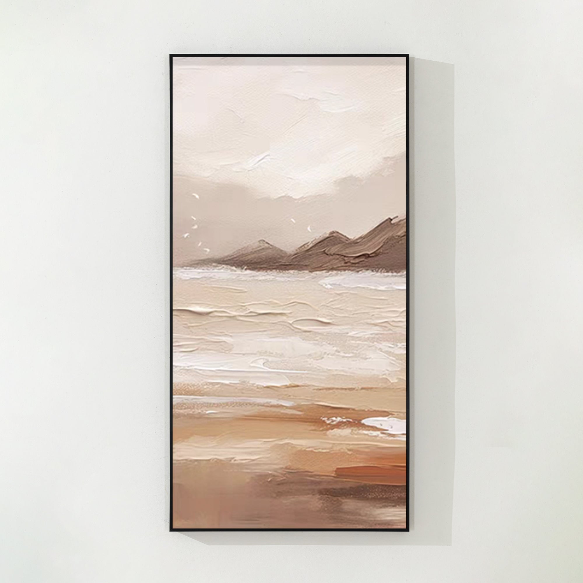 Arte mural abstracto con paisaje beige