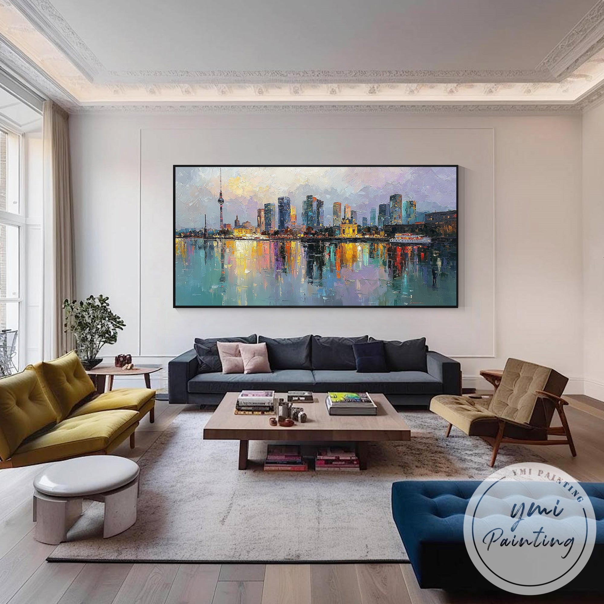 Original Berlin skyline painting modern city wall decor