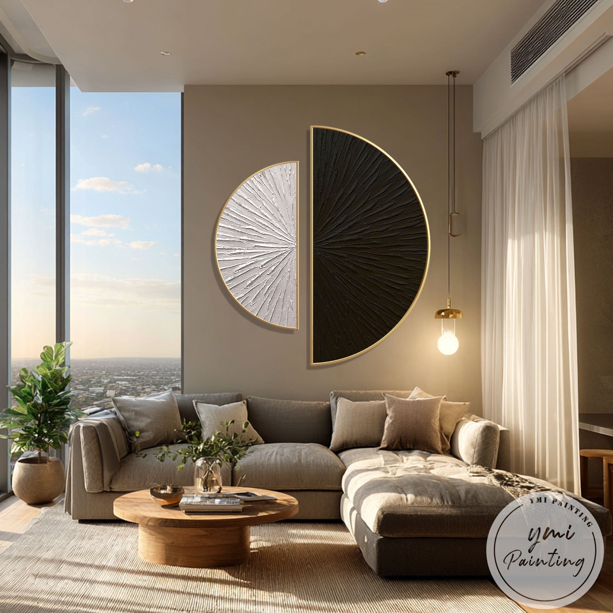 Minimalist sculptural neutral canvas artwork for modern decor