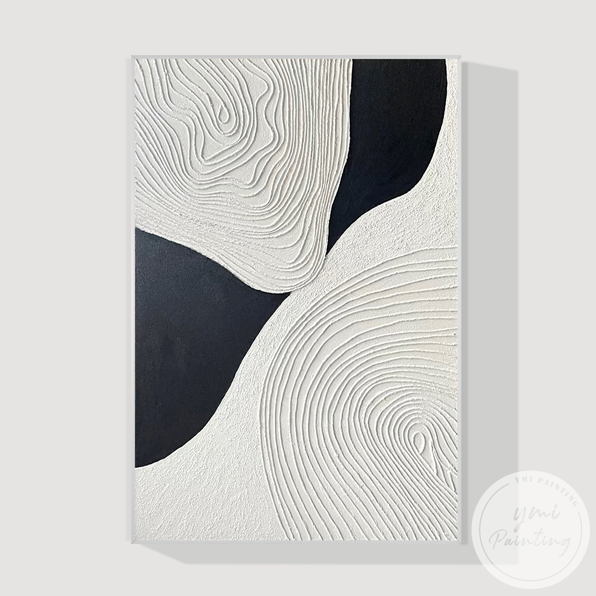 Black white textured abstract wall art minimalist canvas