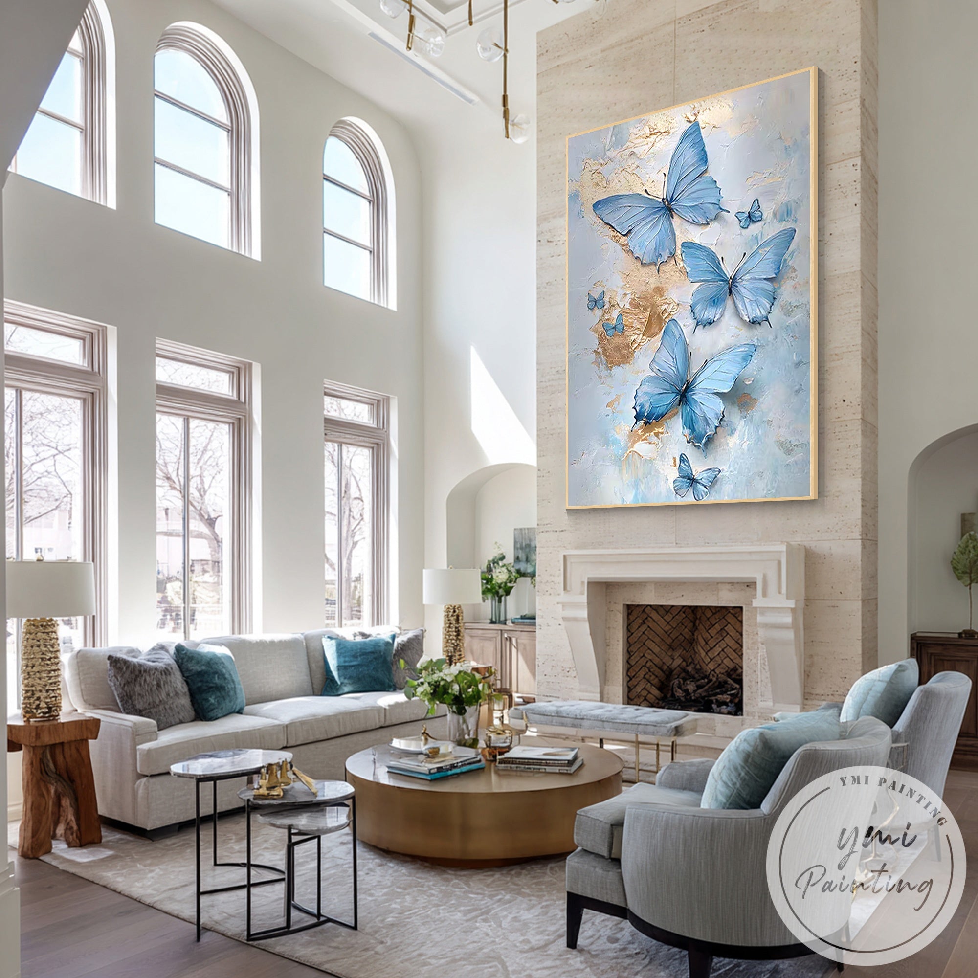 Elegant textured butterfly wall art for bedroom interior styling