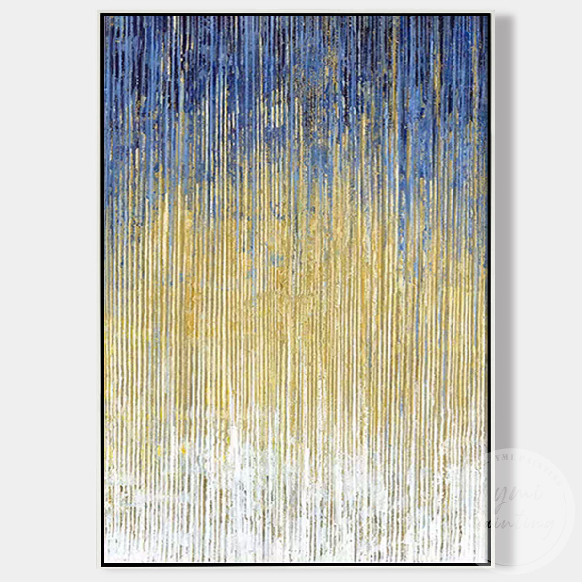 Minimalist blue and gold abstract wall art