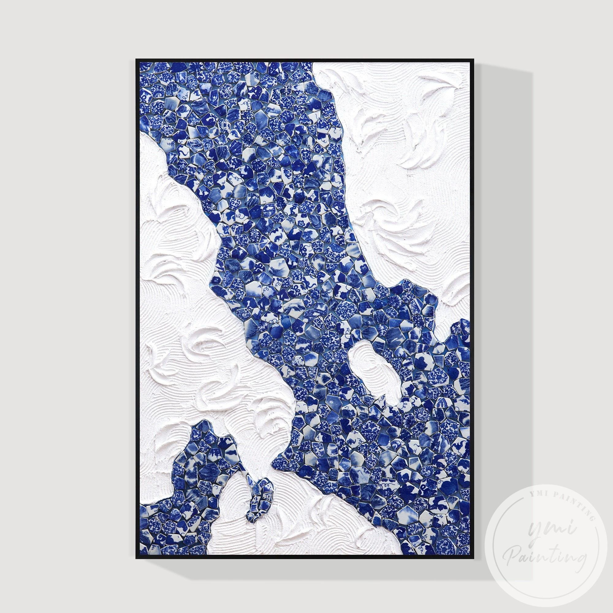 Handcrafted textured ceramic abstract wall decoration canvas