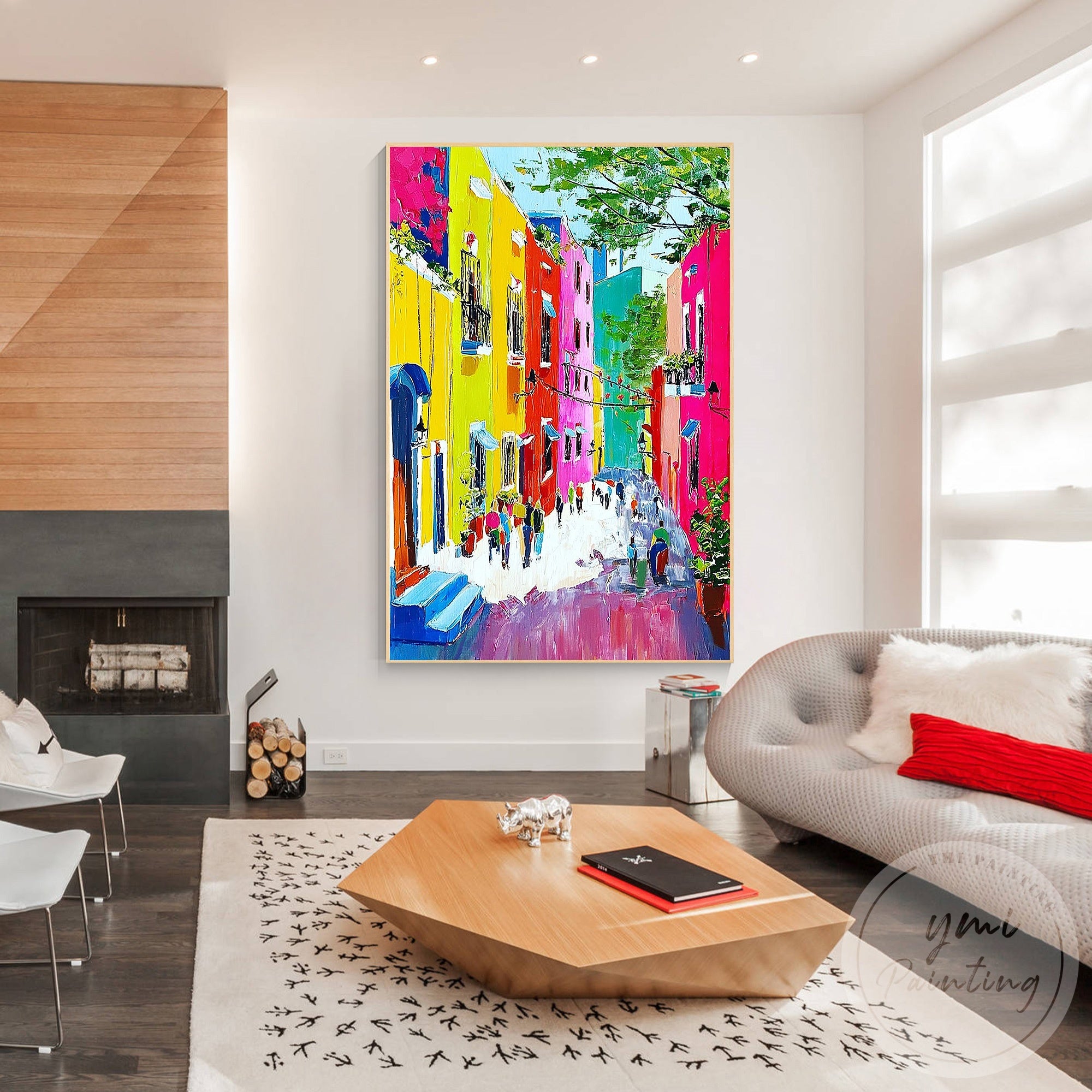 Palette knife oil painting Burano Italy canal wall decor