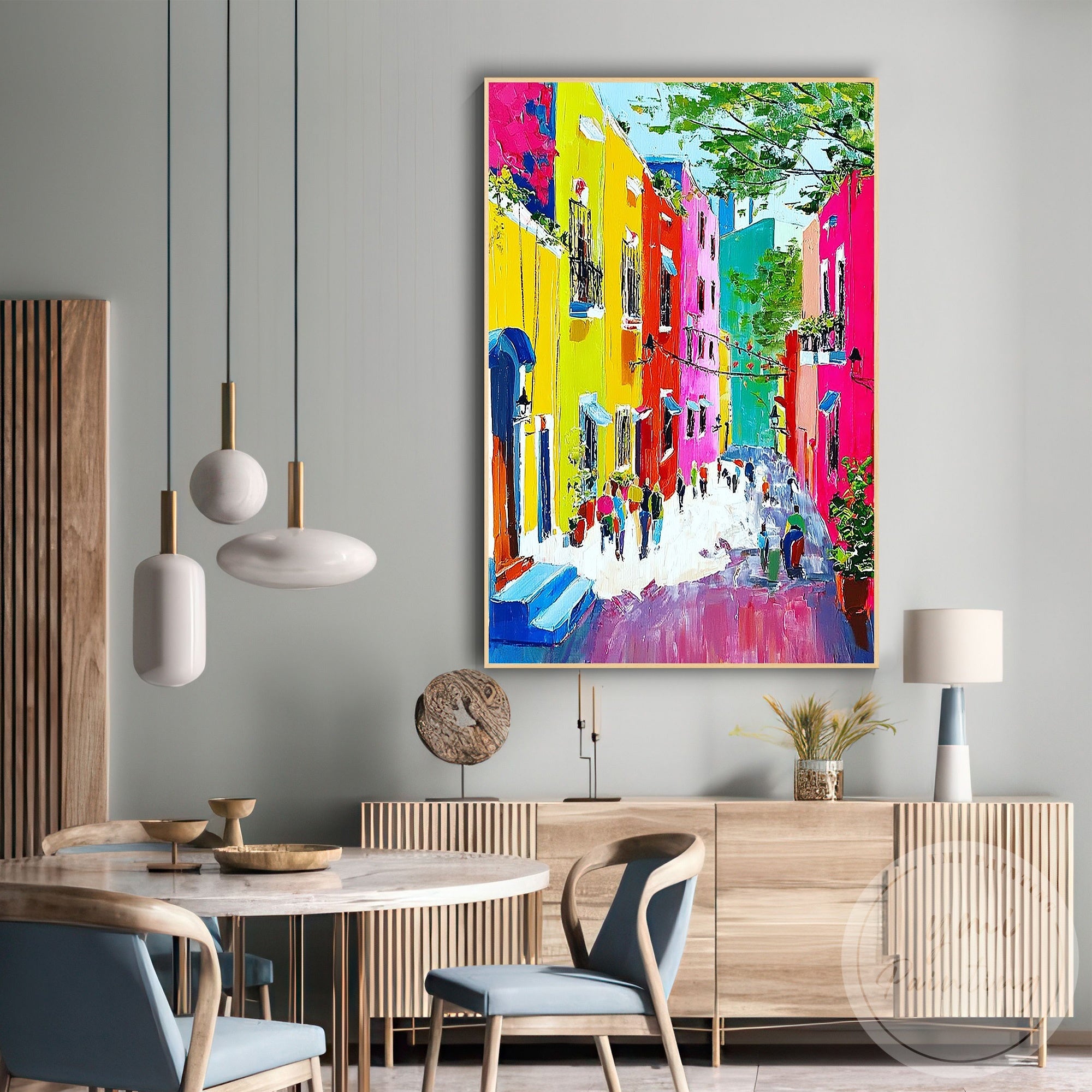 Contemporary Venice cityscape painting palette knife style