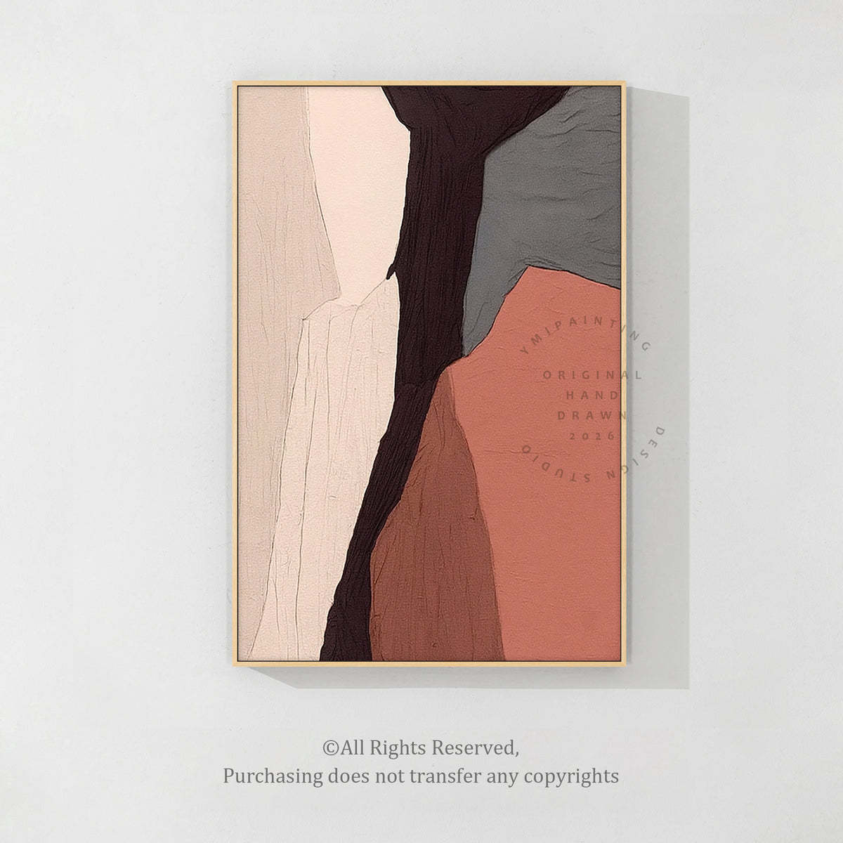 Organic modern abstract wall art in terracotta and neutral earth tones
