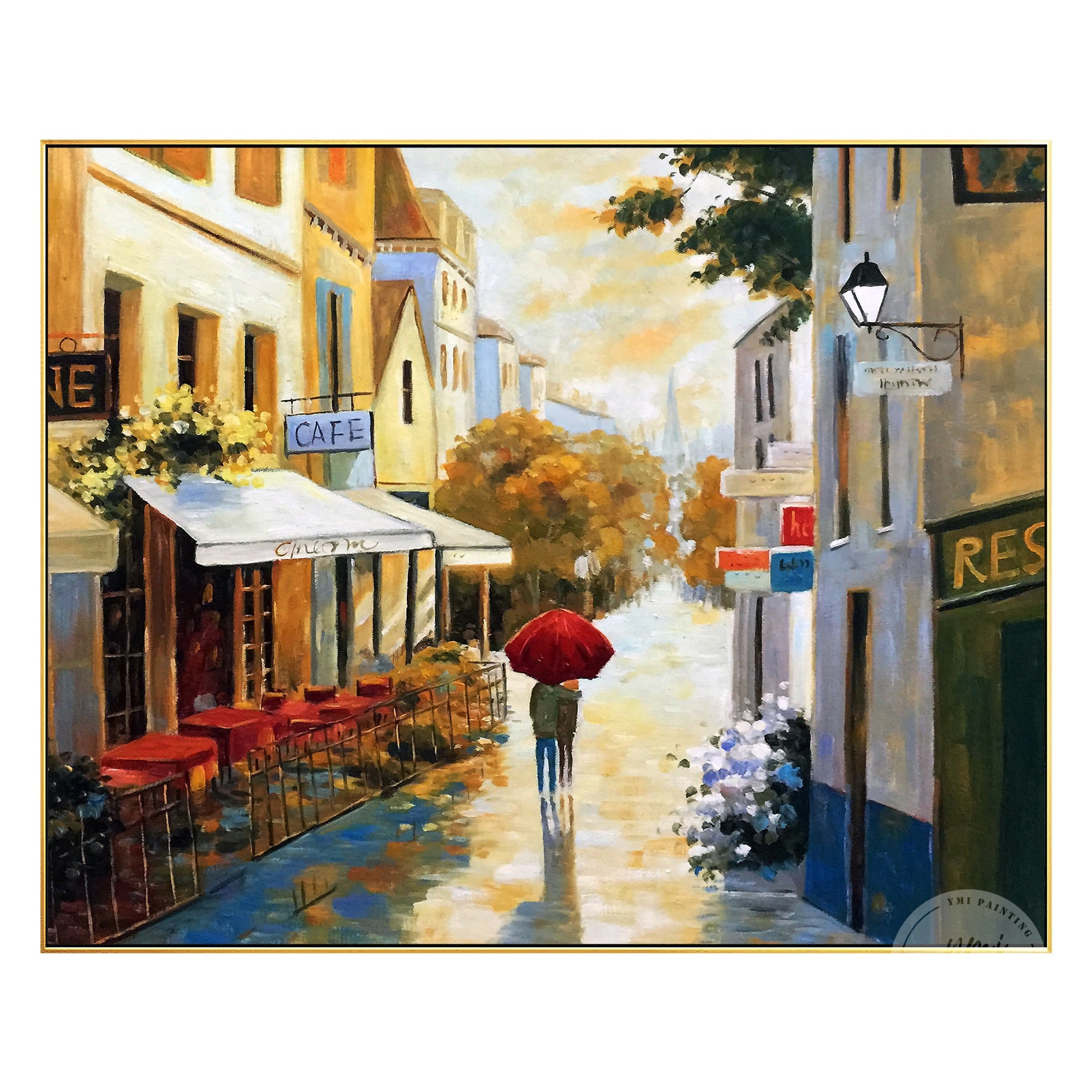 Hand-painted Paris art with detailed brushstrokes, ideal for living rooms or offices.