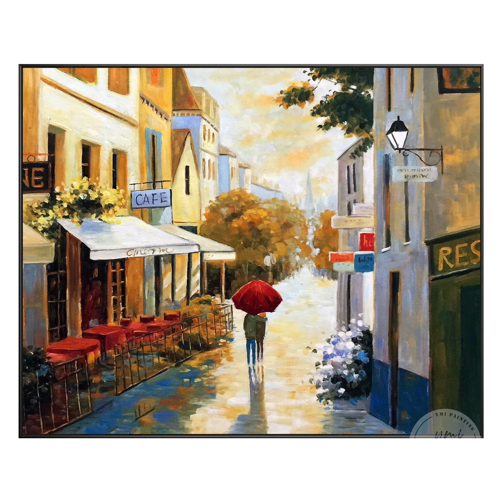 Parisian street scene oil painting on canvas, bringing the charm of Paris to your space.