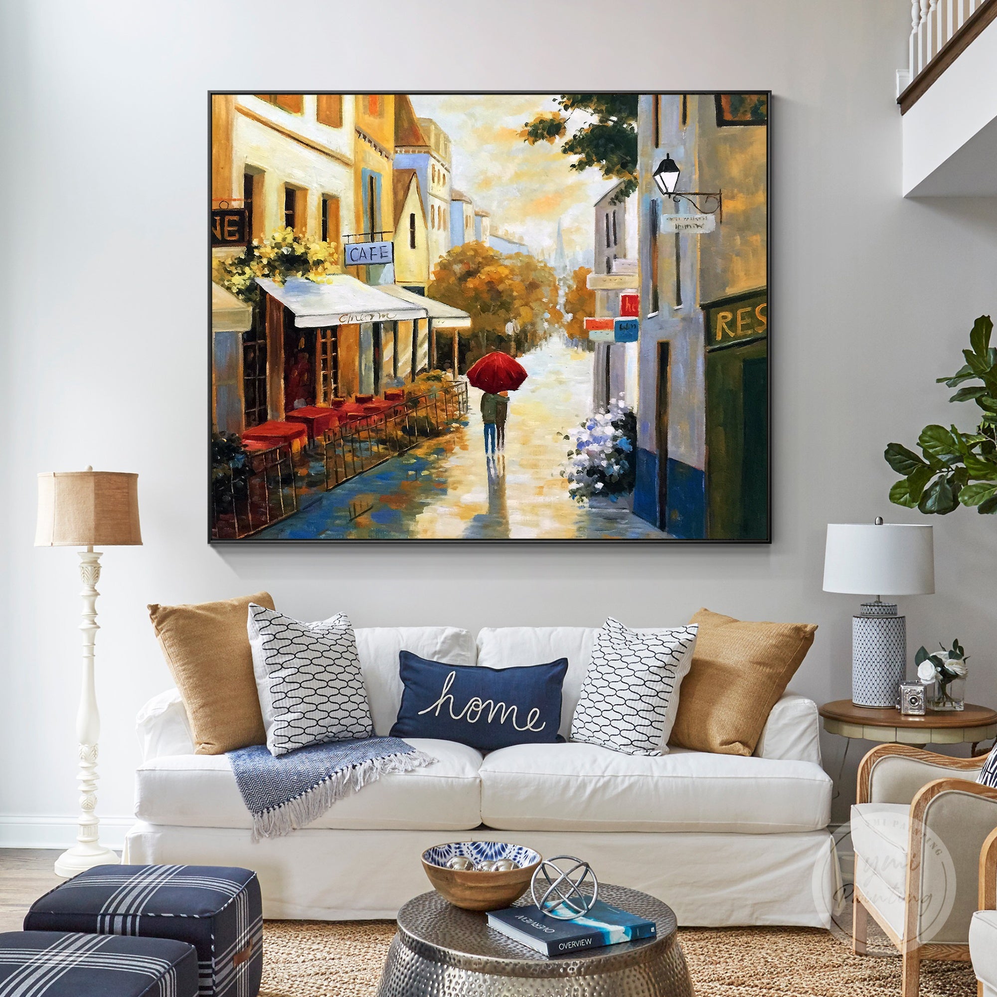 Paris cityscape art on canvas, capturing the essence of Paris with dynamic brushwork and color.