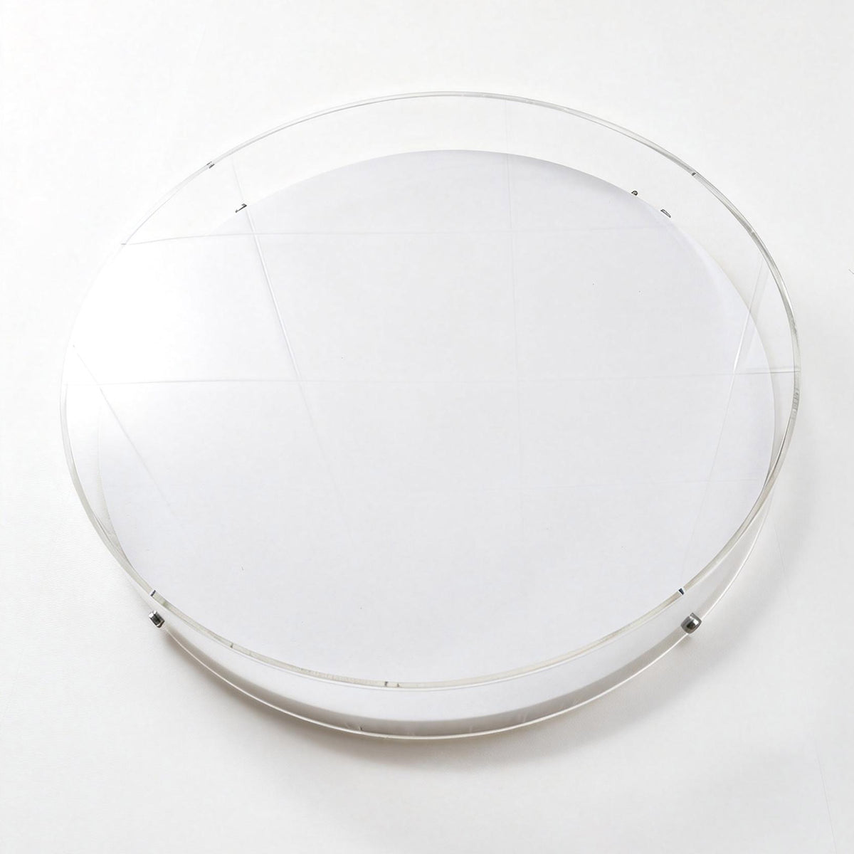 Modern circular acrylic frame for art and keepsakes