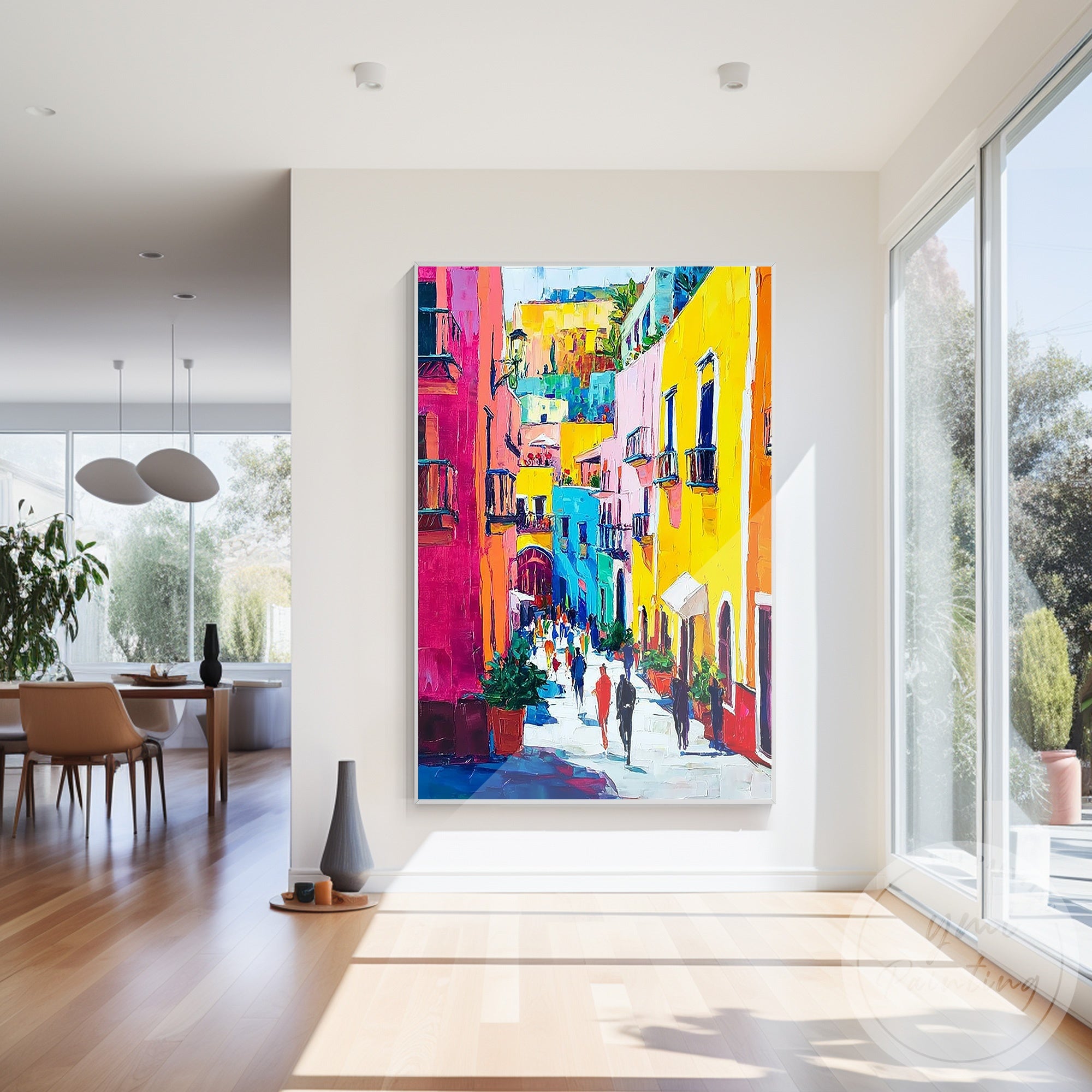 Palette knife Burano Venice artwork colorful street scene
