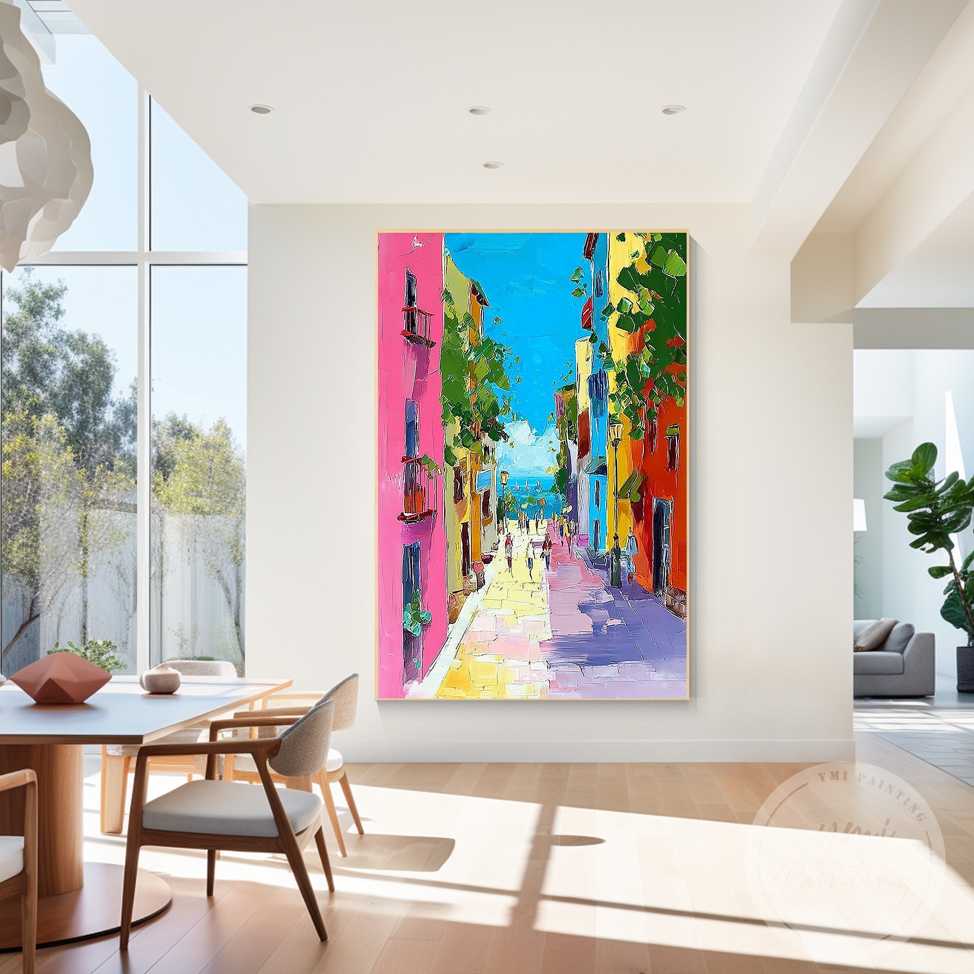 Vibrant Italy canal wall art Burano abstract painting decor