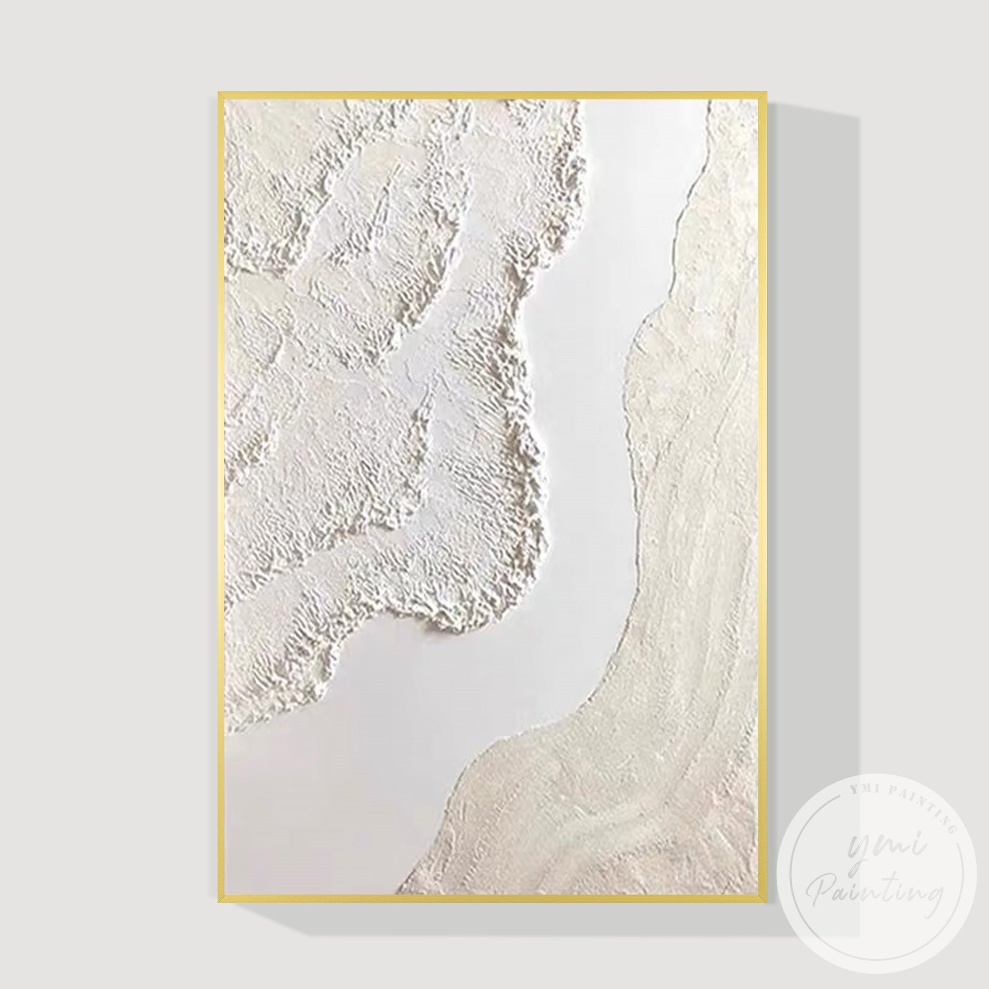 Soft plaster wave abstract wall decor in neutral cream beige palette