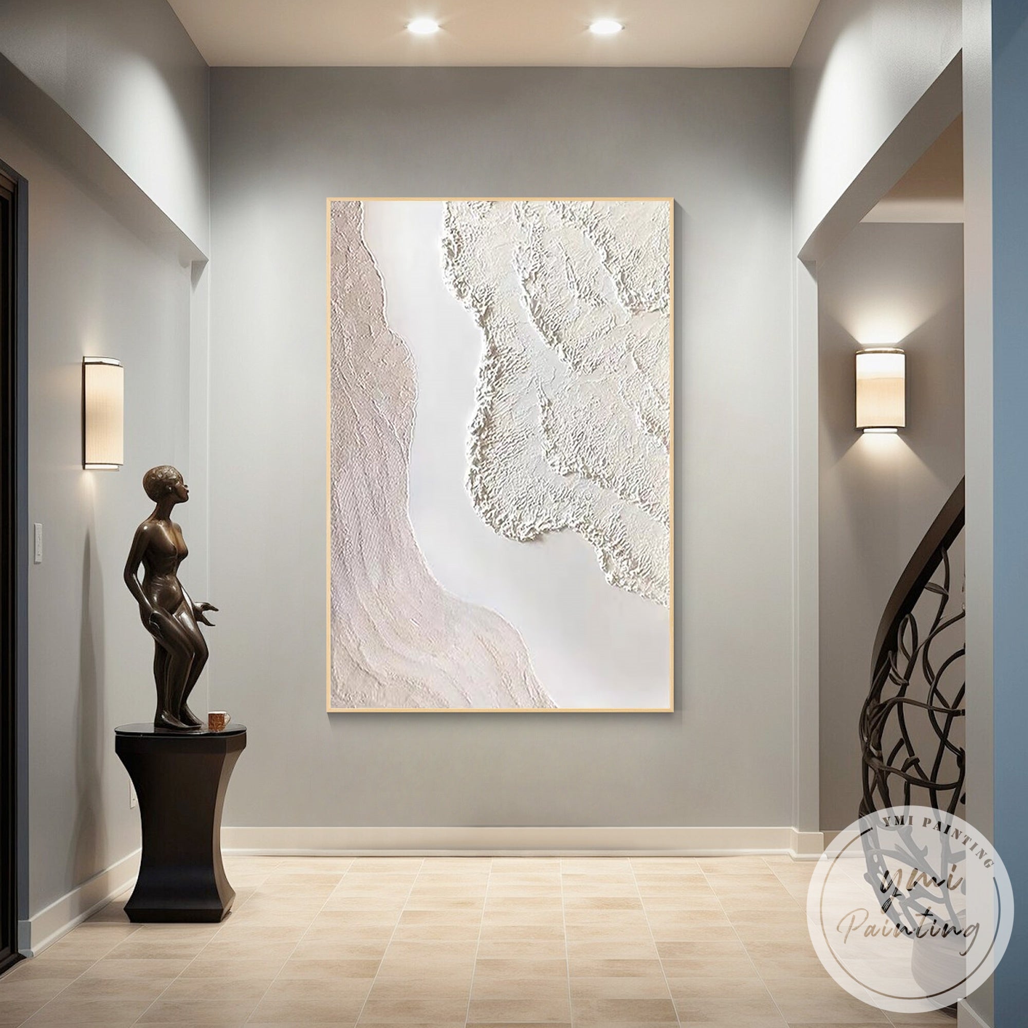 Scandinavian style abstract wall decor in warm beige earth tones