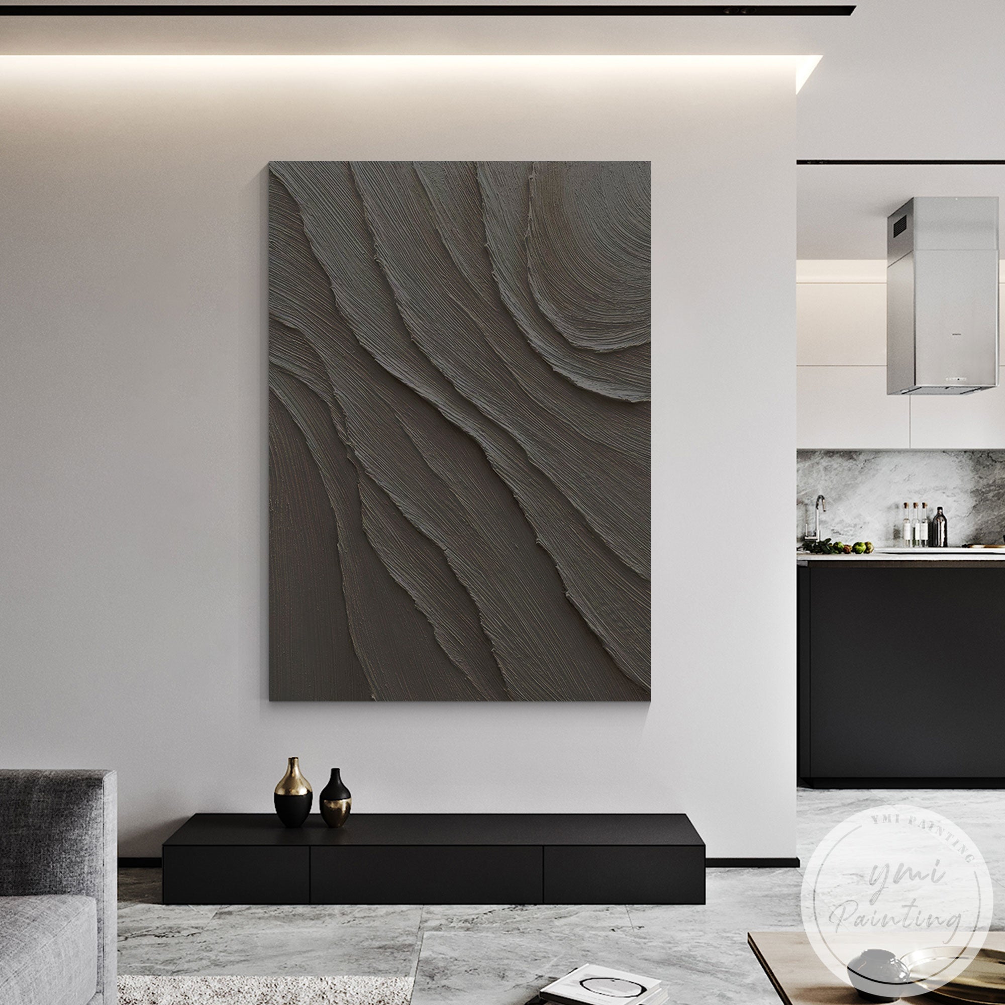 Elegant dark abstract wall decor for bedroom or office space