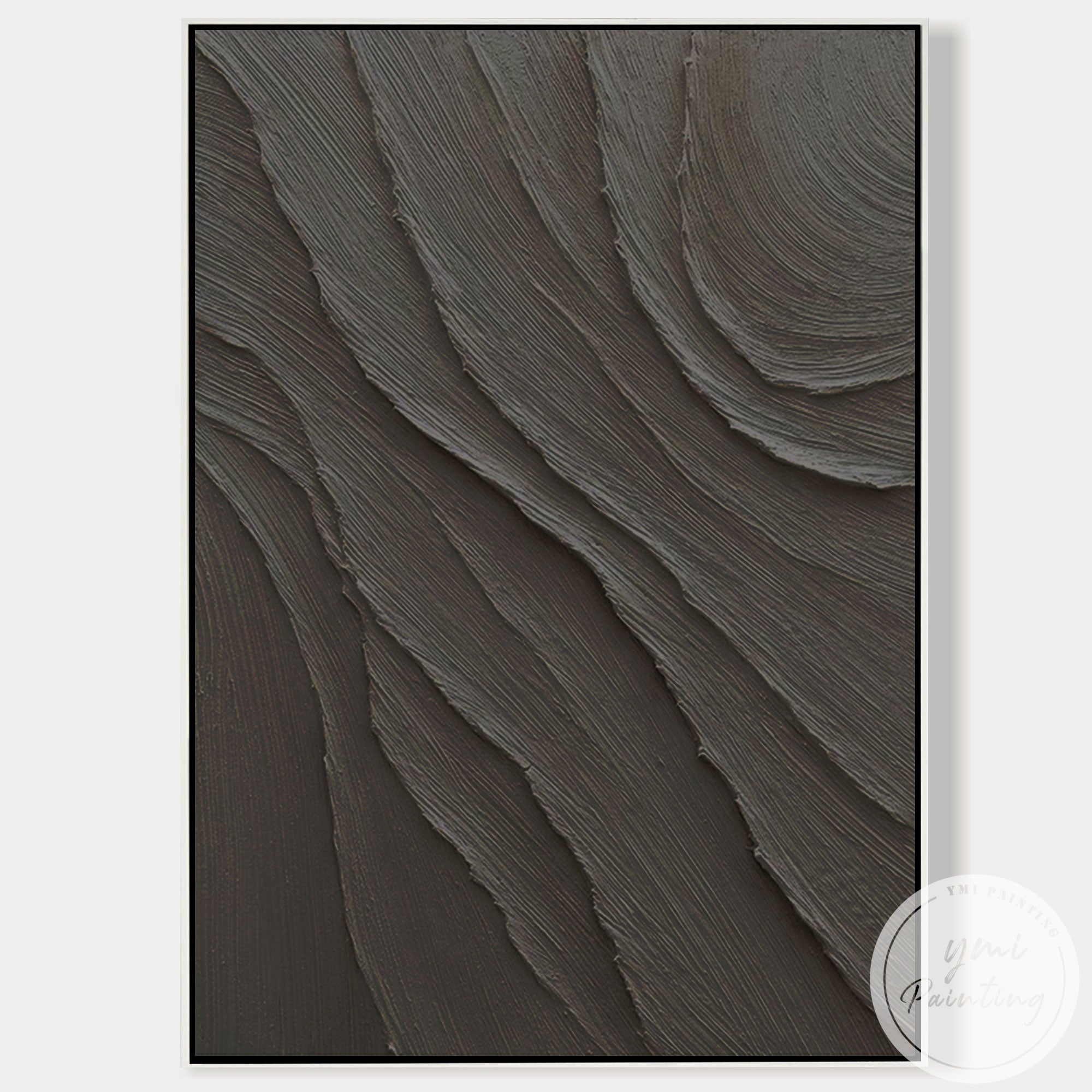 Contemporary wabi sabi inspired dark canvas wall decoration