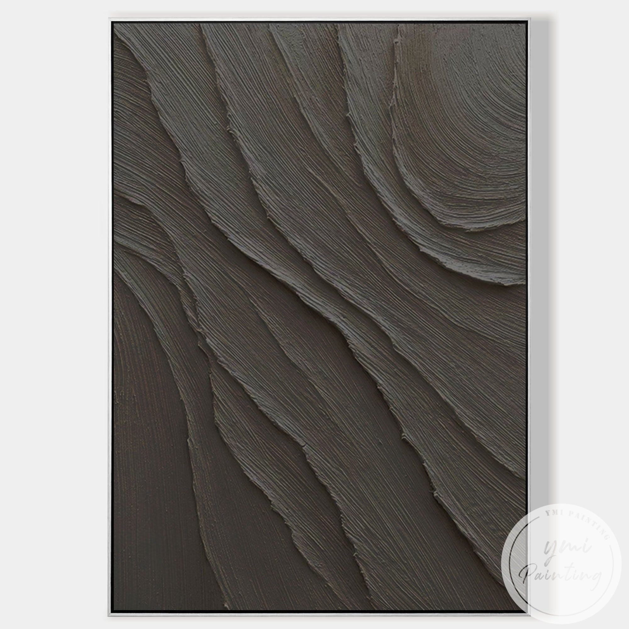 Modern sculptural black abstract canvas for elegant home decor