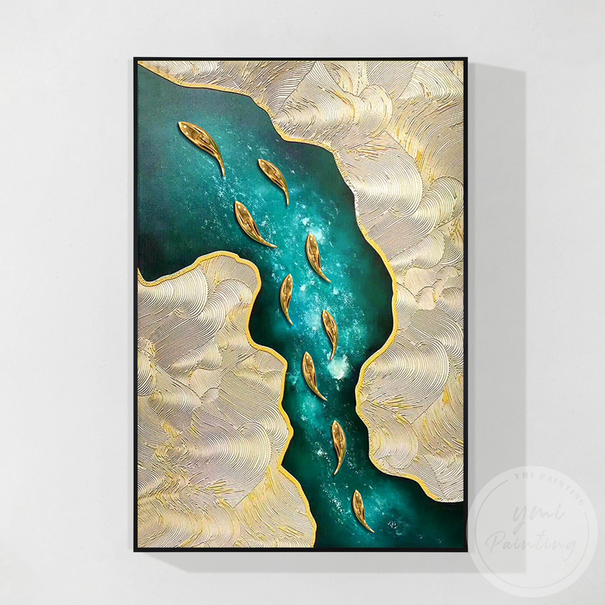 Vertical emerald green canvas art for bedroom wall decor