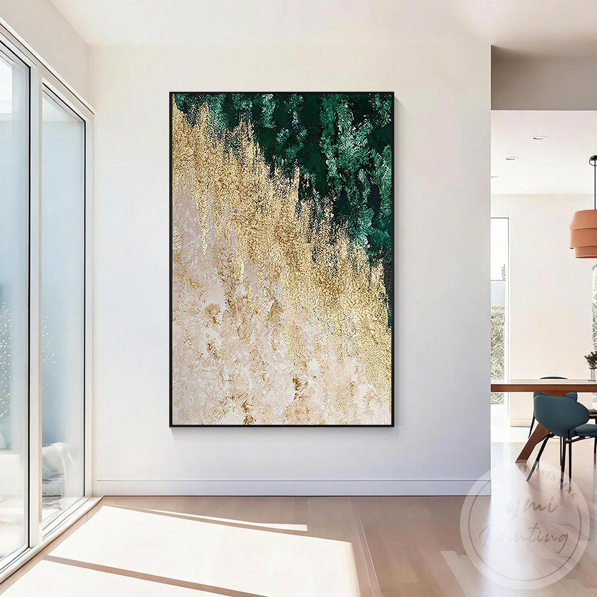 Nature inspired emerald green abstract artwork