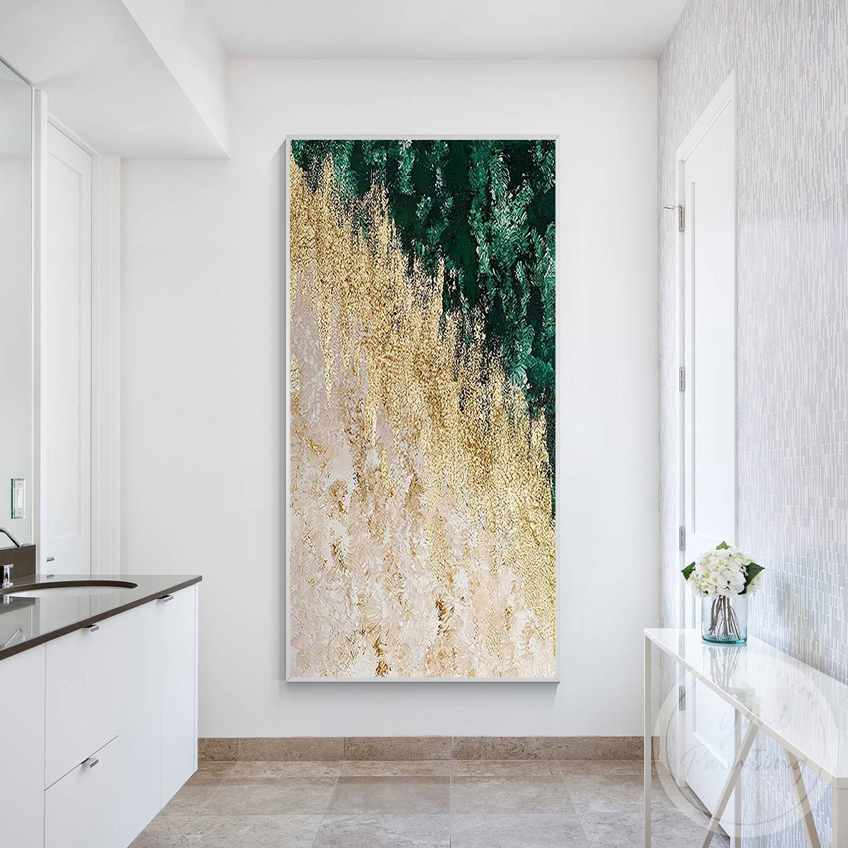Emerald green forest inspired canvas wall art