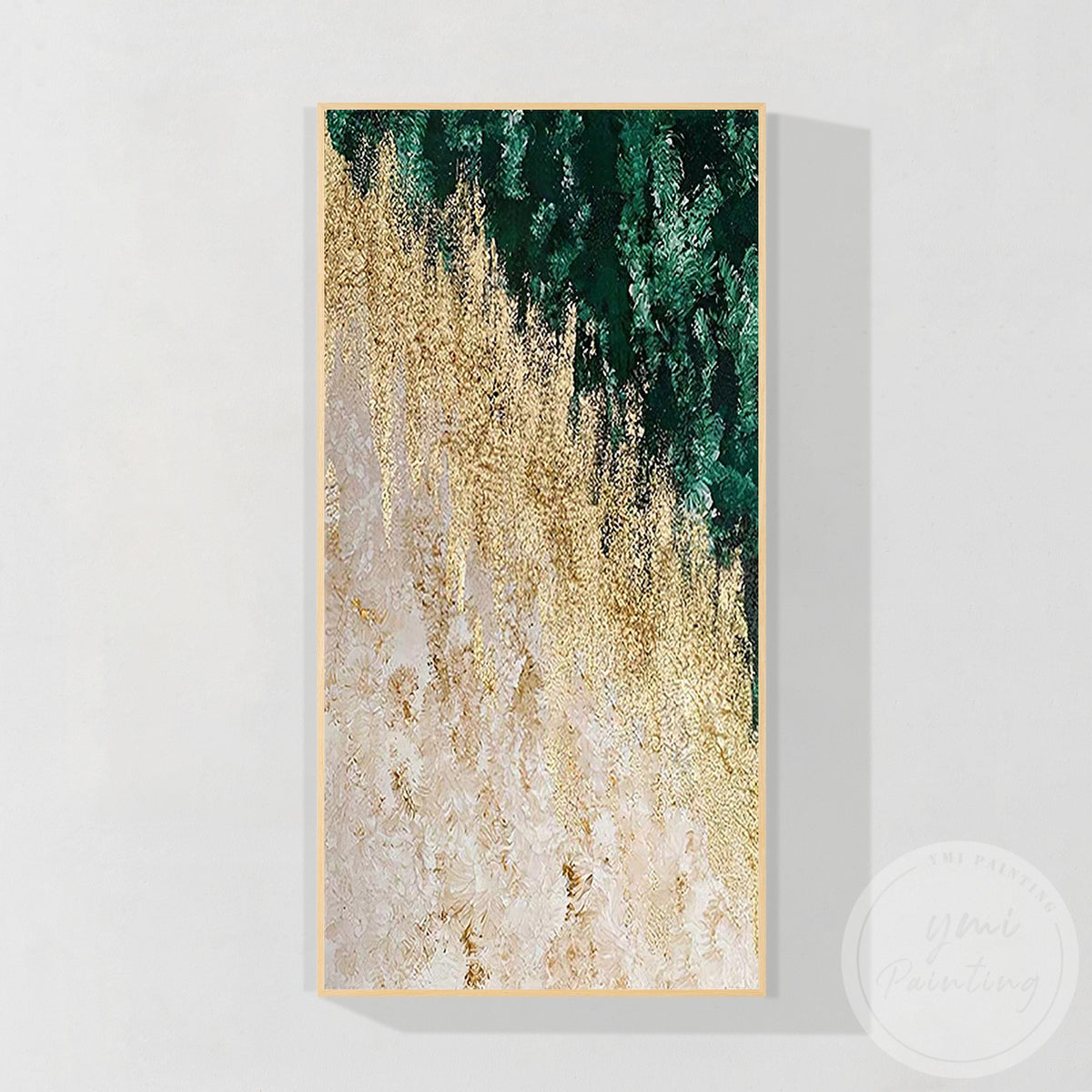Elegant emerald green gold nature wall art for home decor