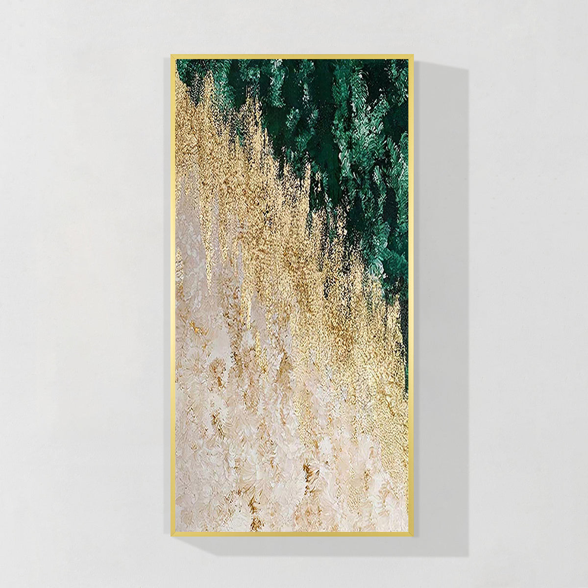 Emerald green gold forest abstract wall art