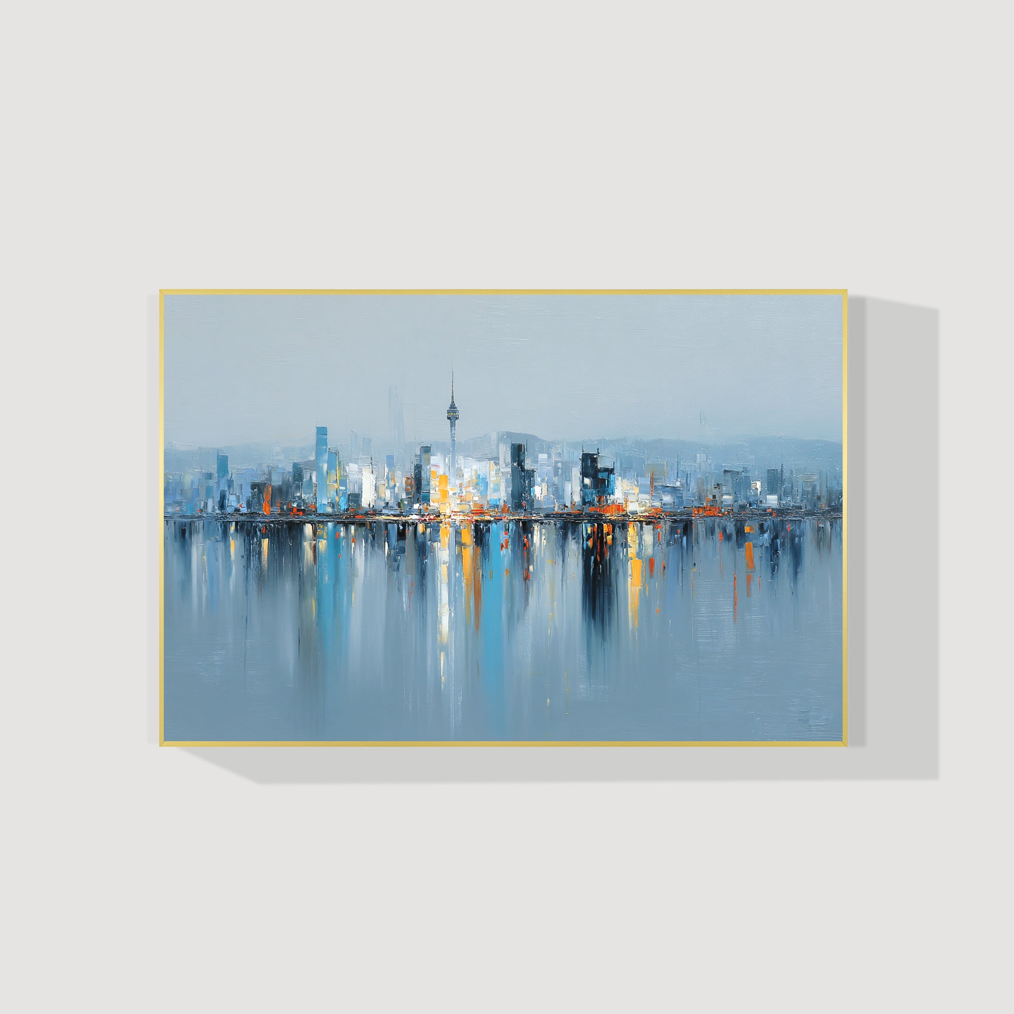 Extra large Seoul cityscape canvas art abstract skyline painting