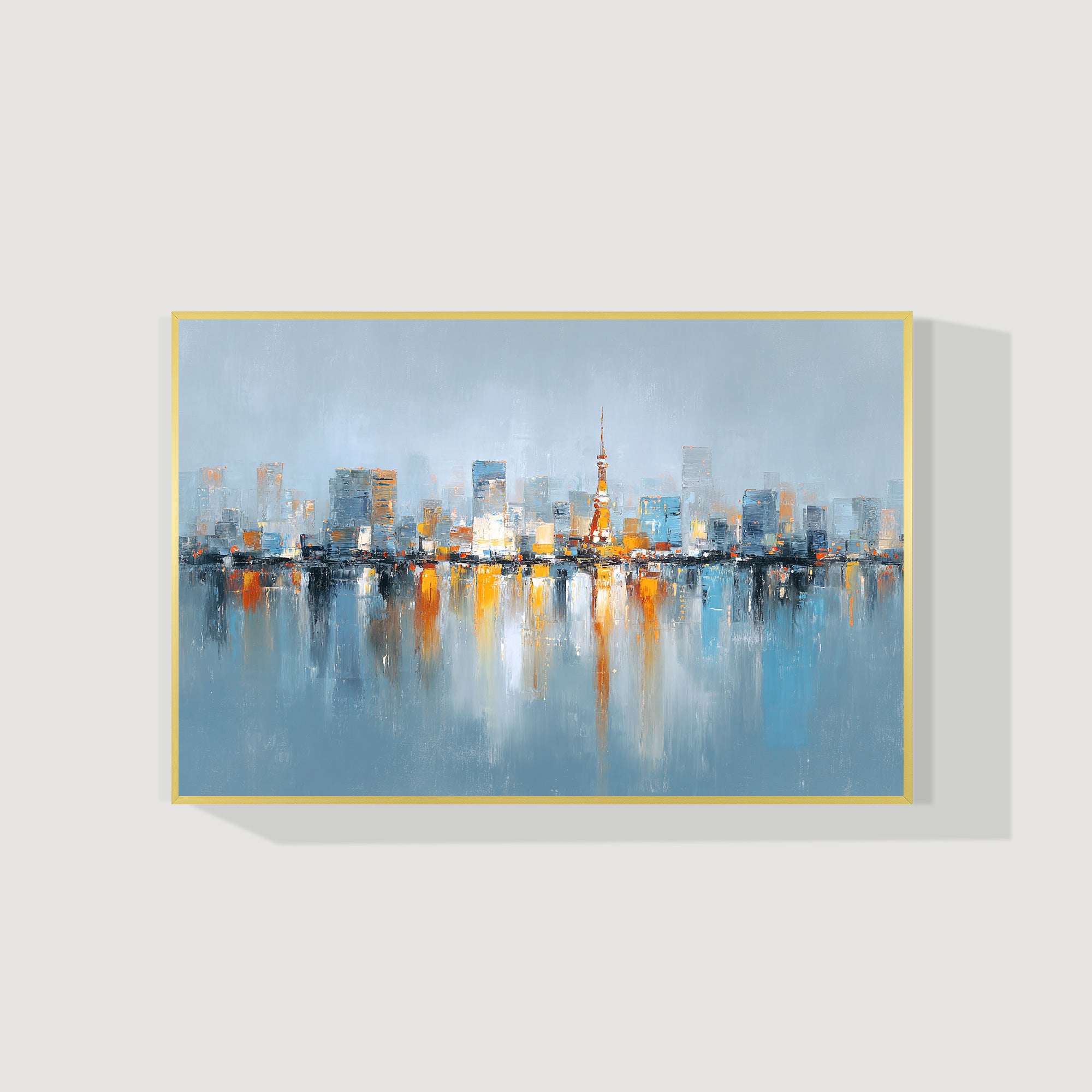 Extra large Tokyo skyline wall art abstract city reflections canvas