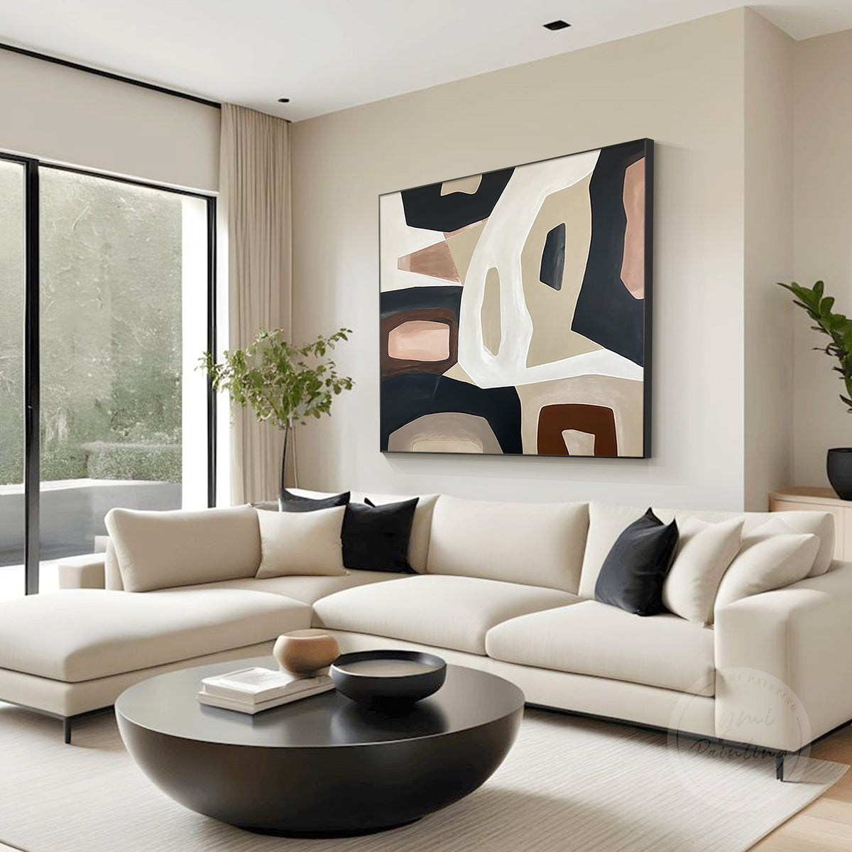 Geometric abstract wall art texture detail in earthy tones
