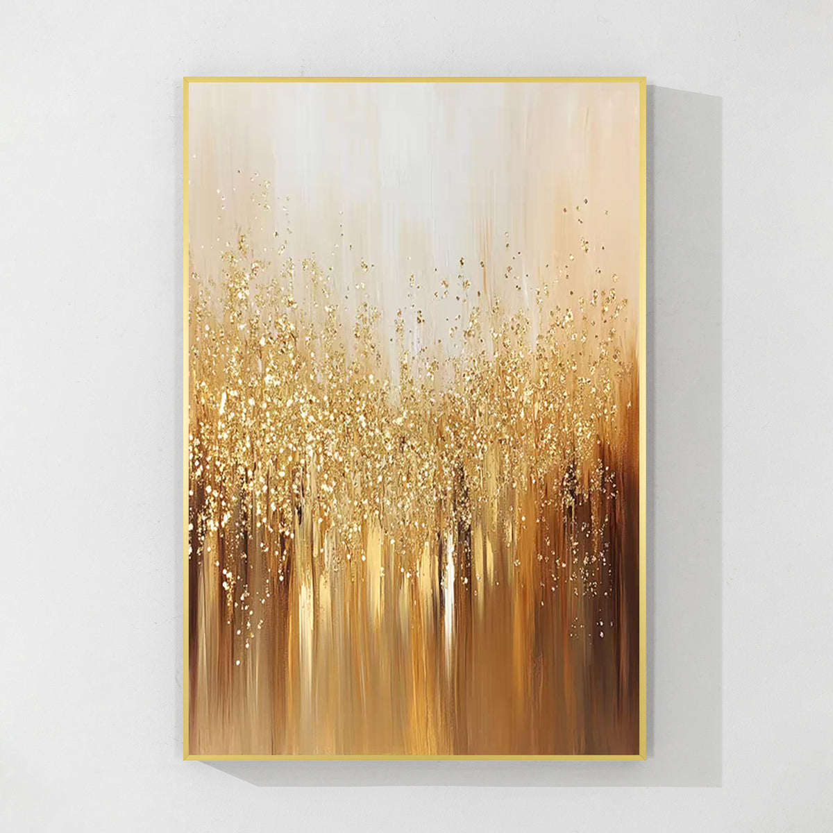 Large gold abstract wall art on textured canvas